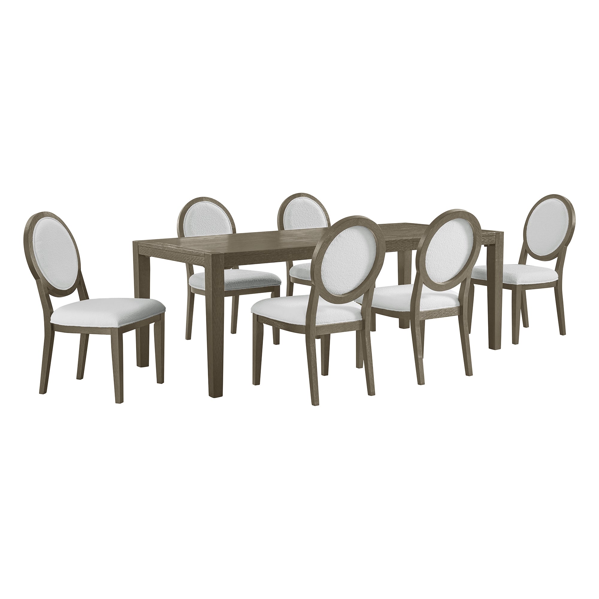 Versailles Contemporary 7PC Standard Height Dining Set in Grey-Rectangular Table and Six Round Back Chairs