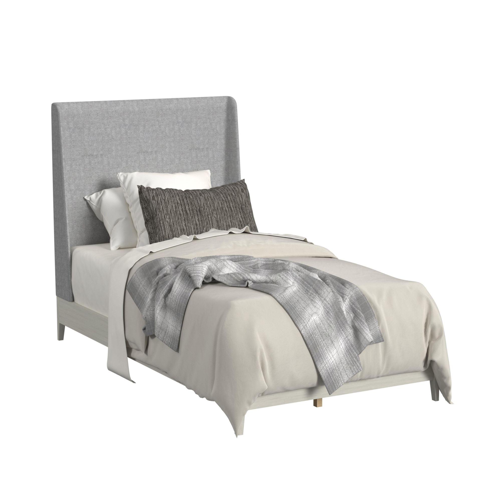 Westland Twin UPH Bed with Grey Fabric in Almond