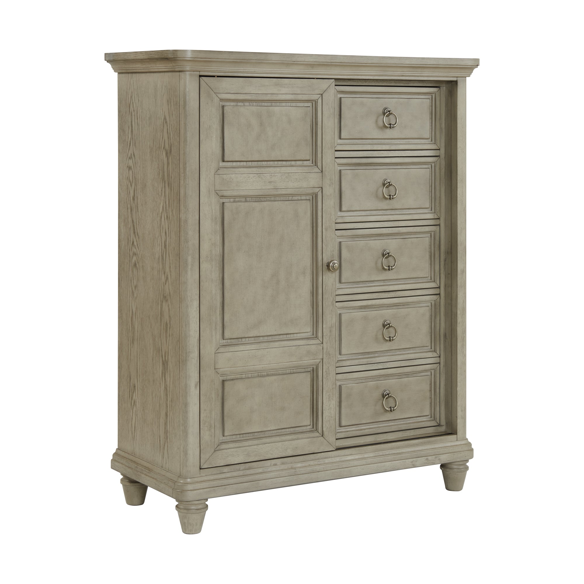 Whit-Ash 5-Drawer Door Chest in Light Grey