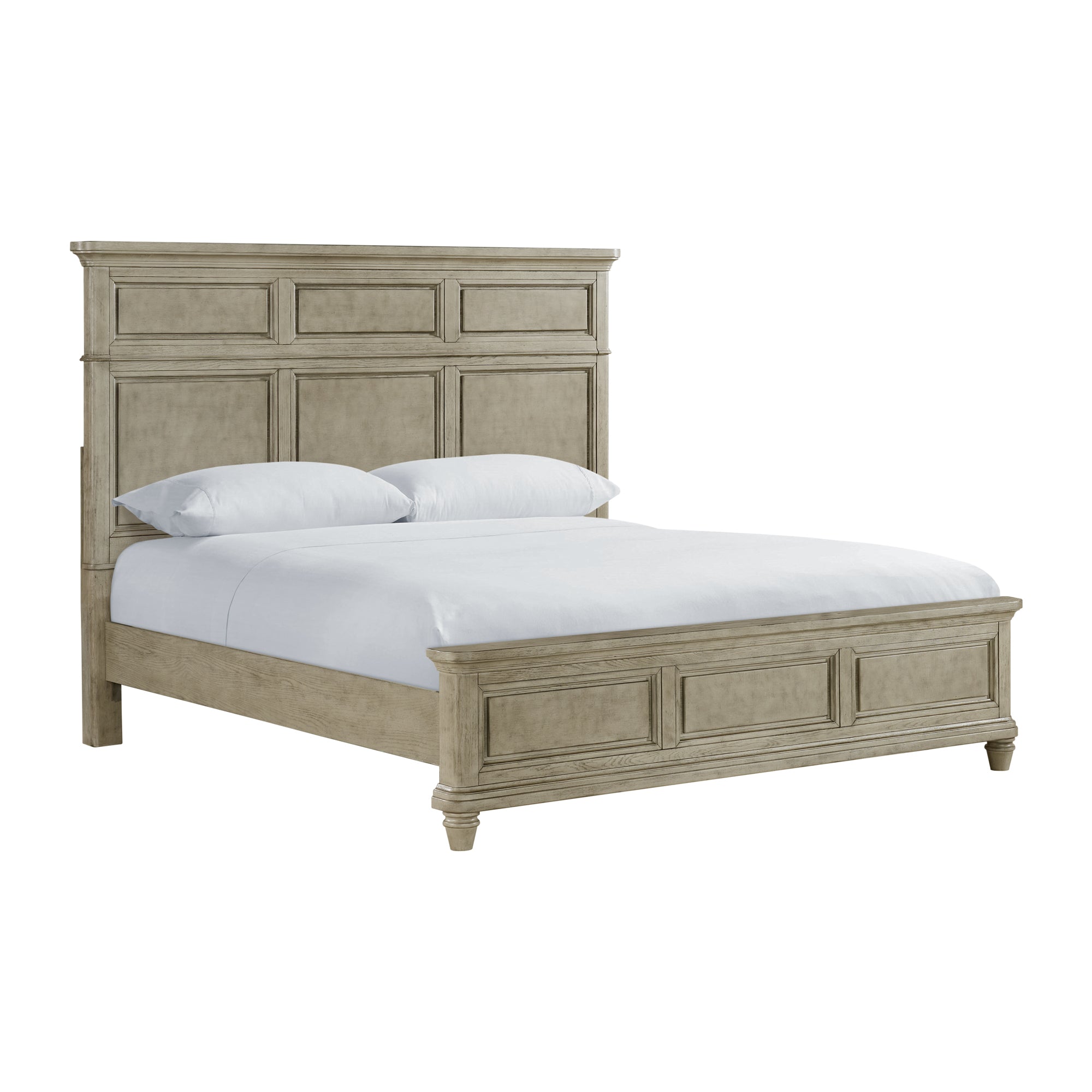 Whit-Ash King Panel Bed in Light Grey