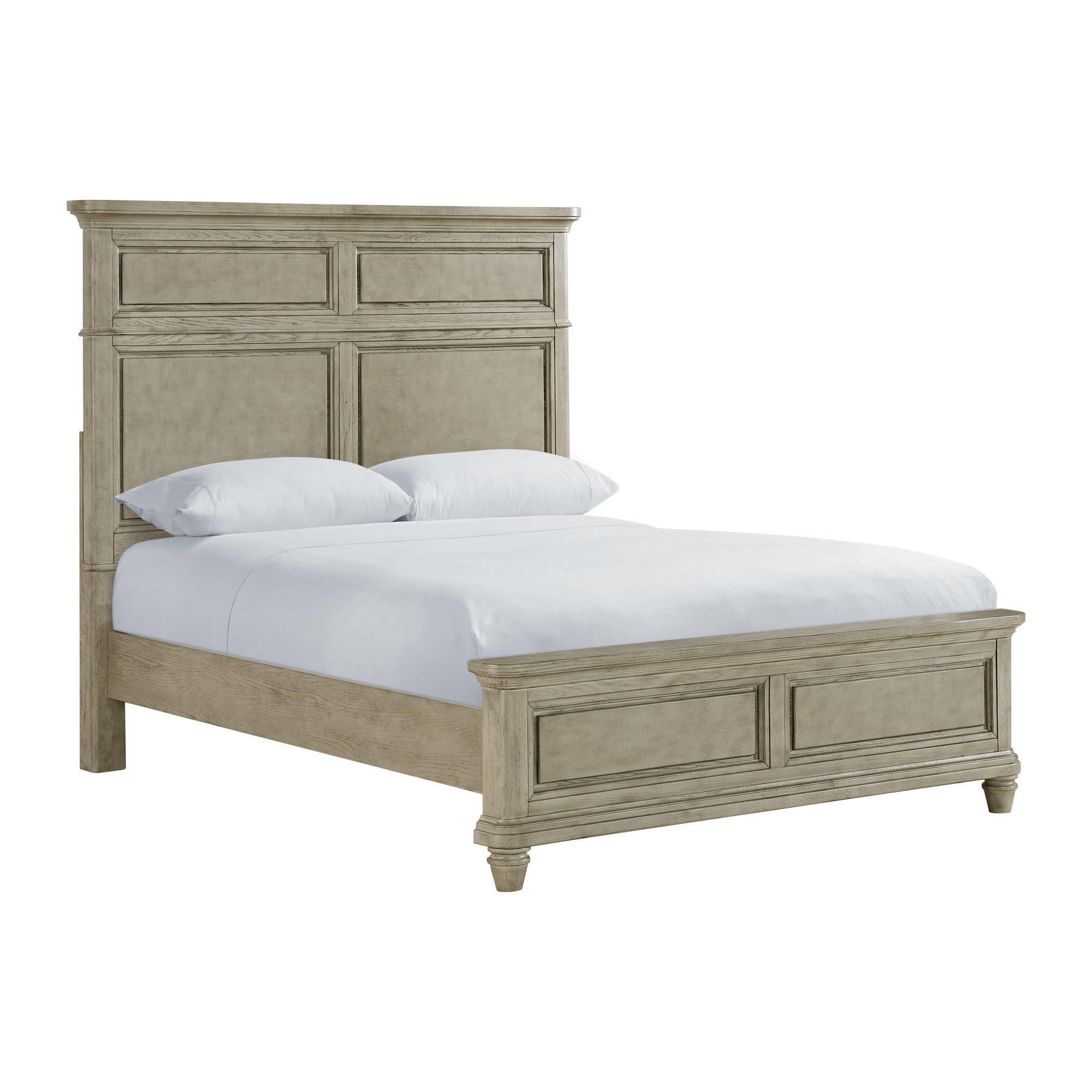 Whit-Ash Queen Panel Bed in Light Grey