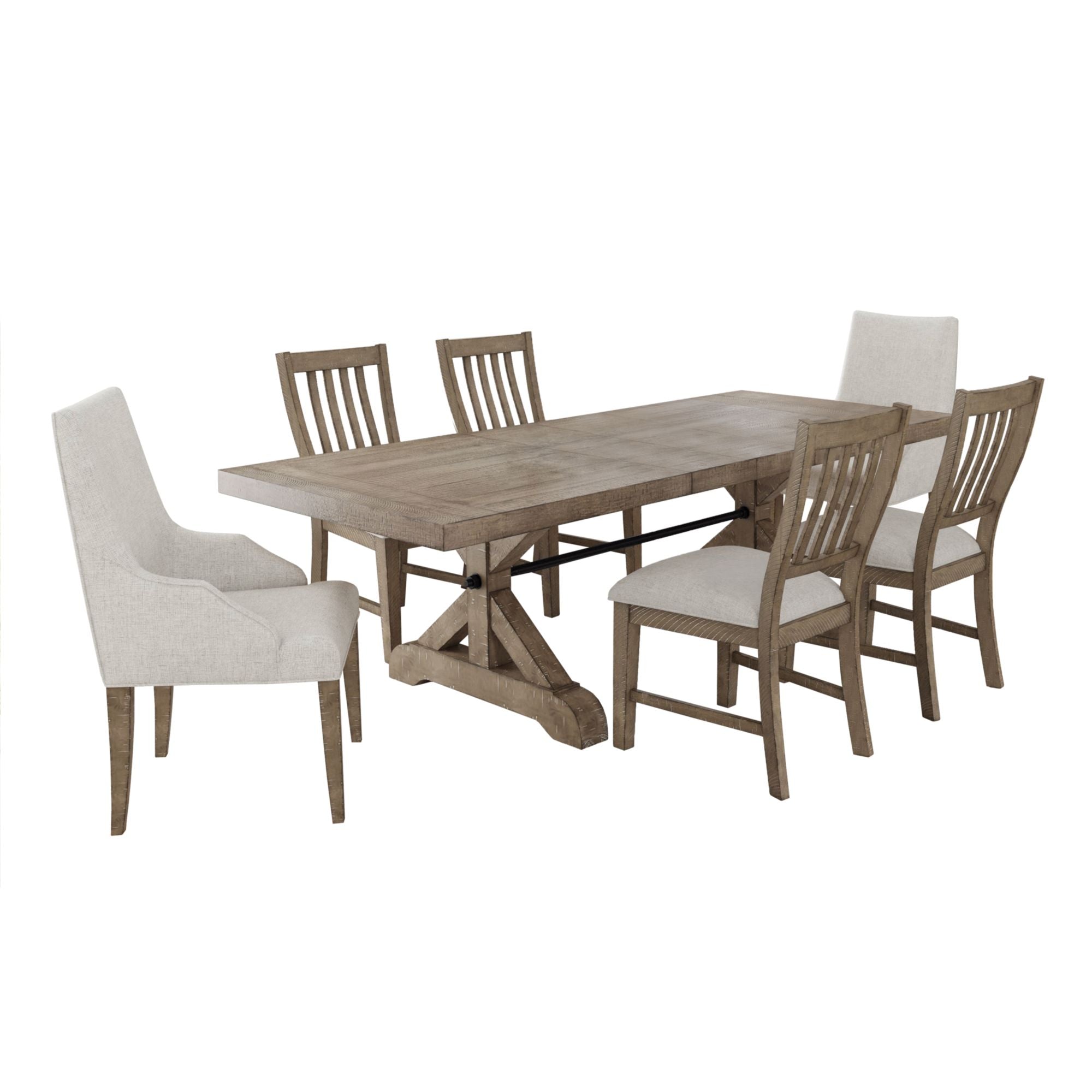 Yellowstone 7PC Standard Height Dining Set in Medium Brown-Table, Four Chairs and Two Host Chairs