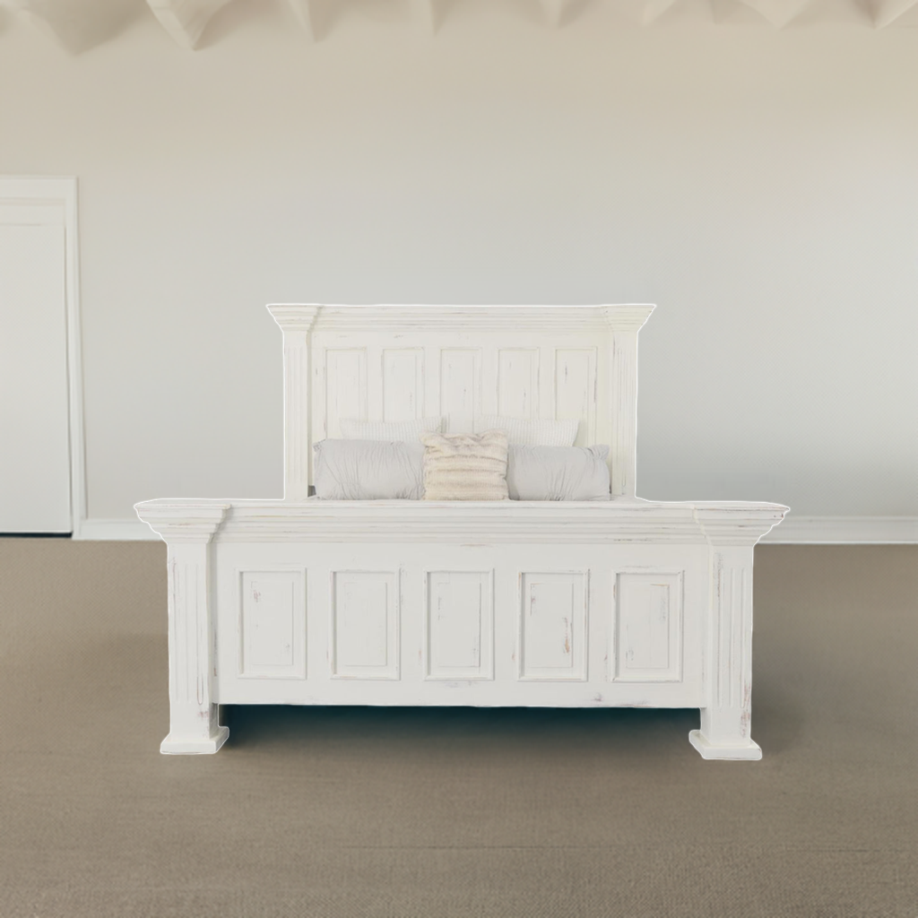 Chalet Queen Panel  Nero White Bed