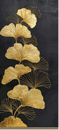 TT1822-Gold Flowers on Black Canvas   28x55