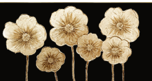 tt1023c-Cream Flowers on Black (horizontal) 55x28