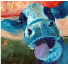 WB1275-Cow W/tongue out   32x42