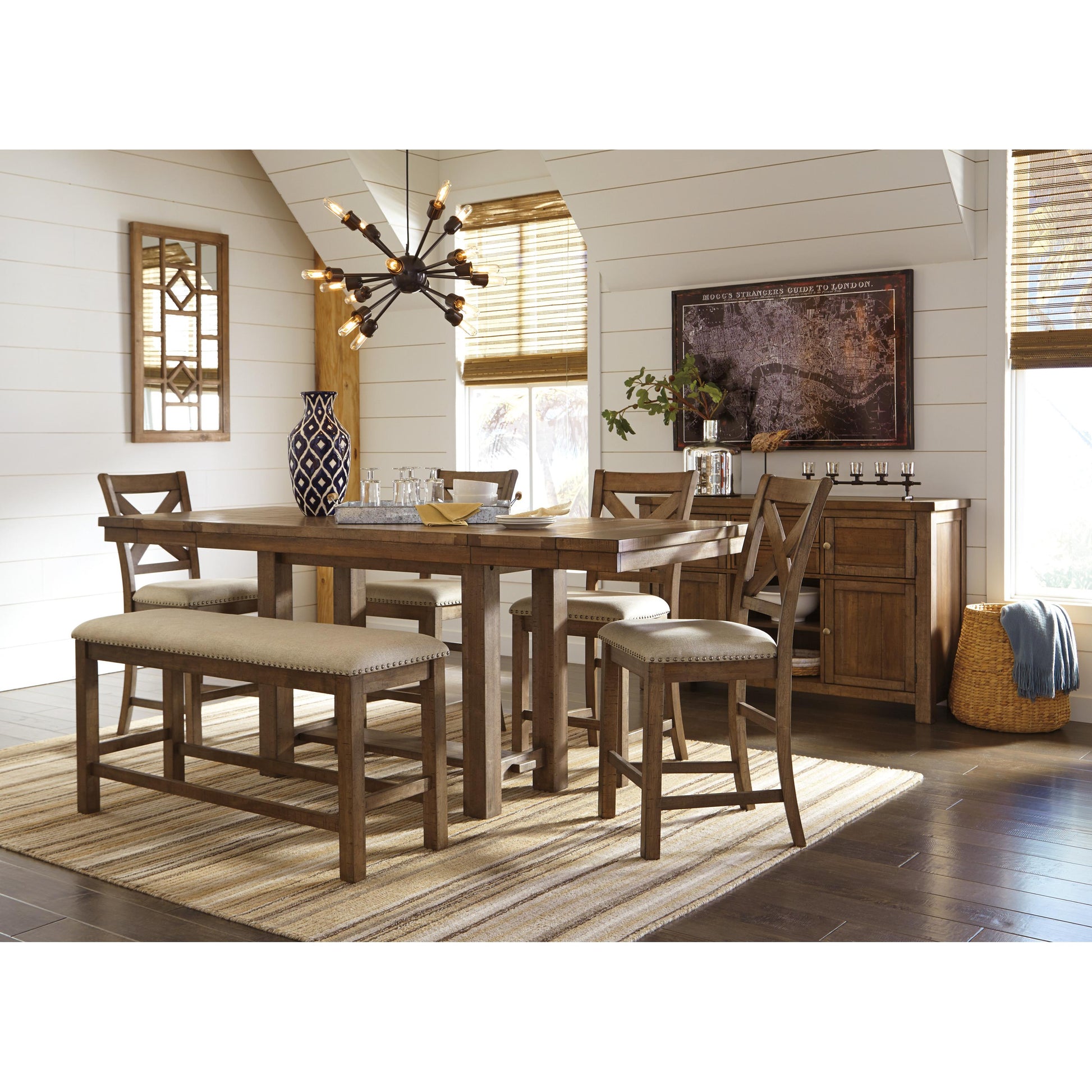 Signature Design by Ashley Moriville Counter Height Dining Table with Pedestal Base D631-32