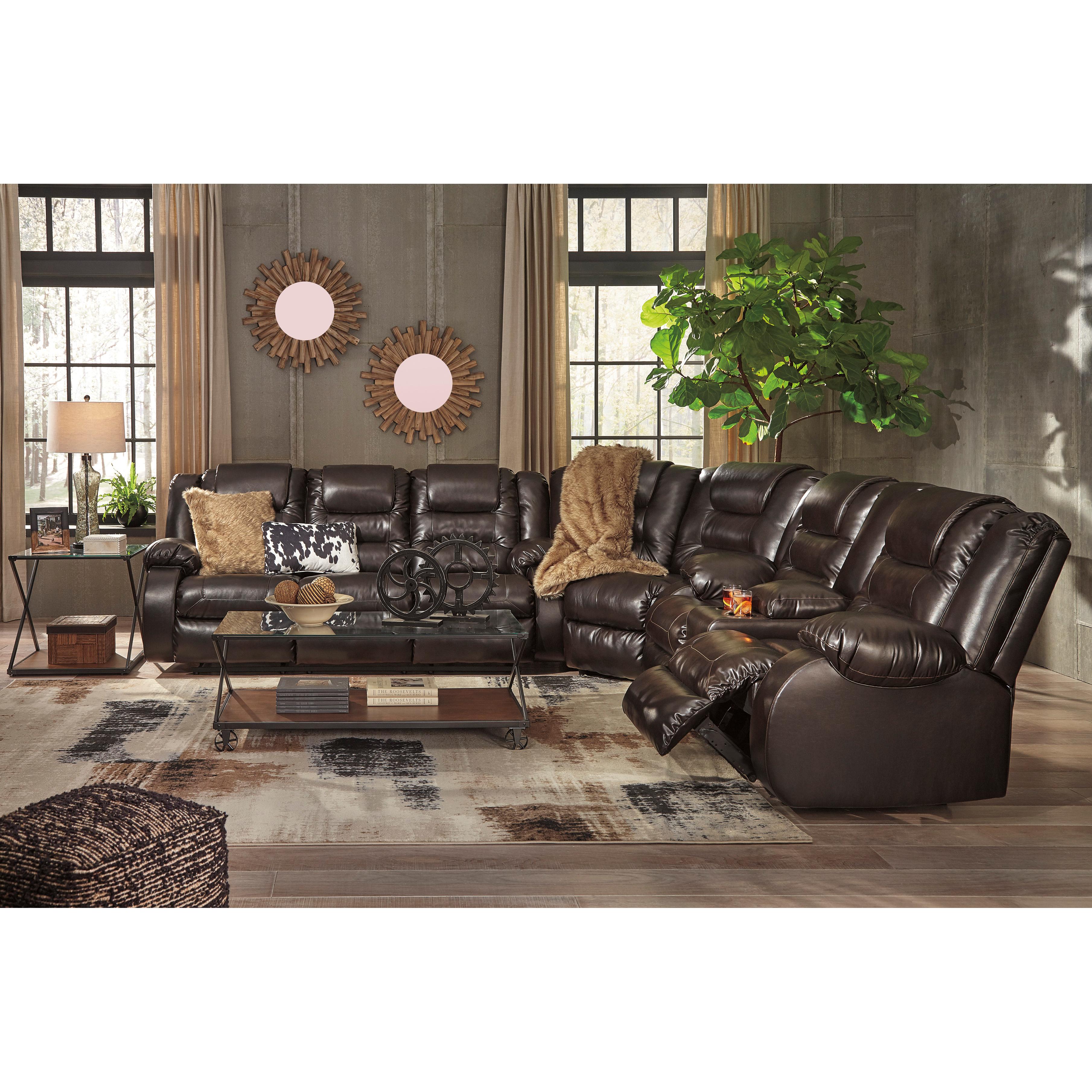 Signature Design by Ashley Vacherie Reclining Leather Look Sofa 7930788