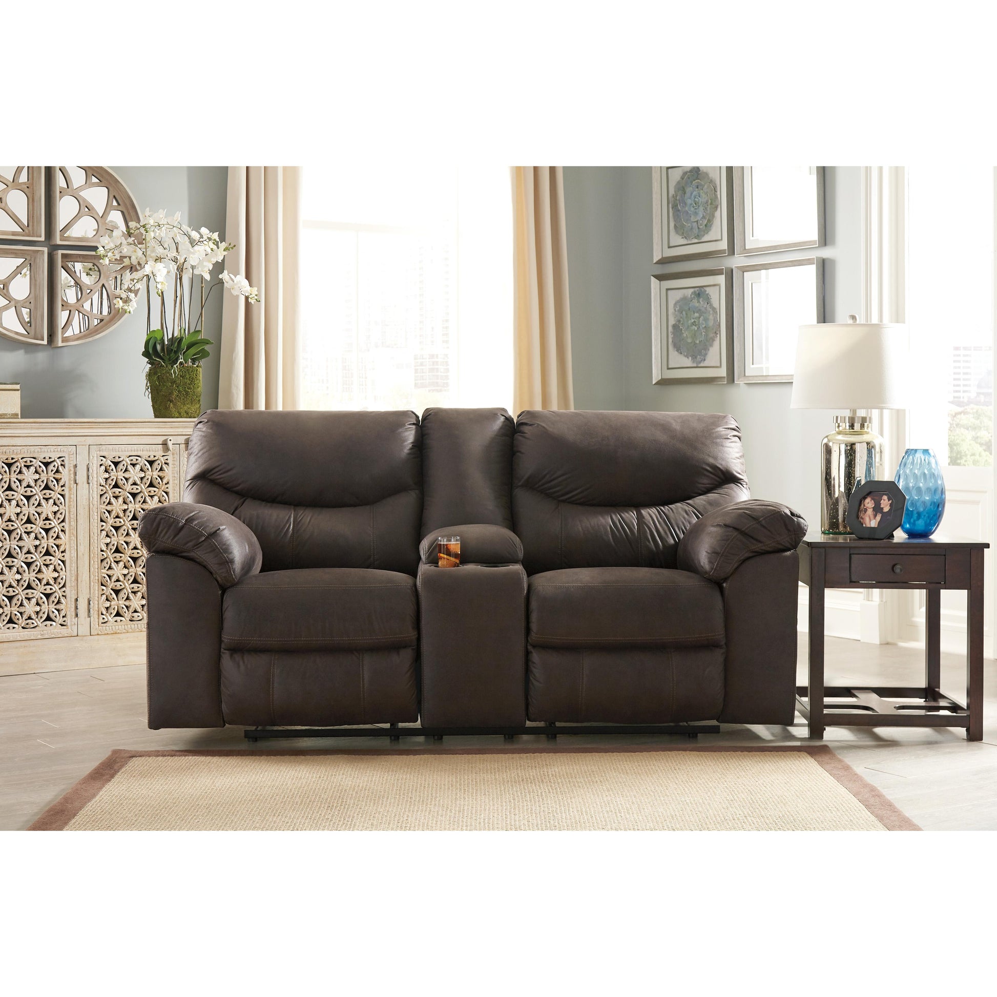 Signature Design by Ashley Boxberg Reclining Leather Look Loveseat 3380394