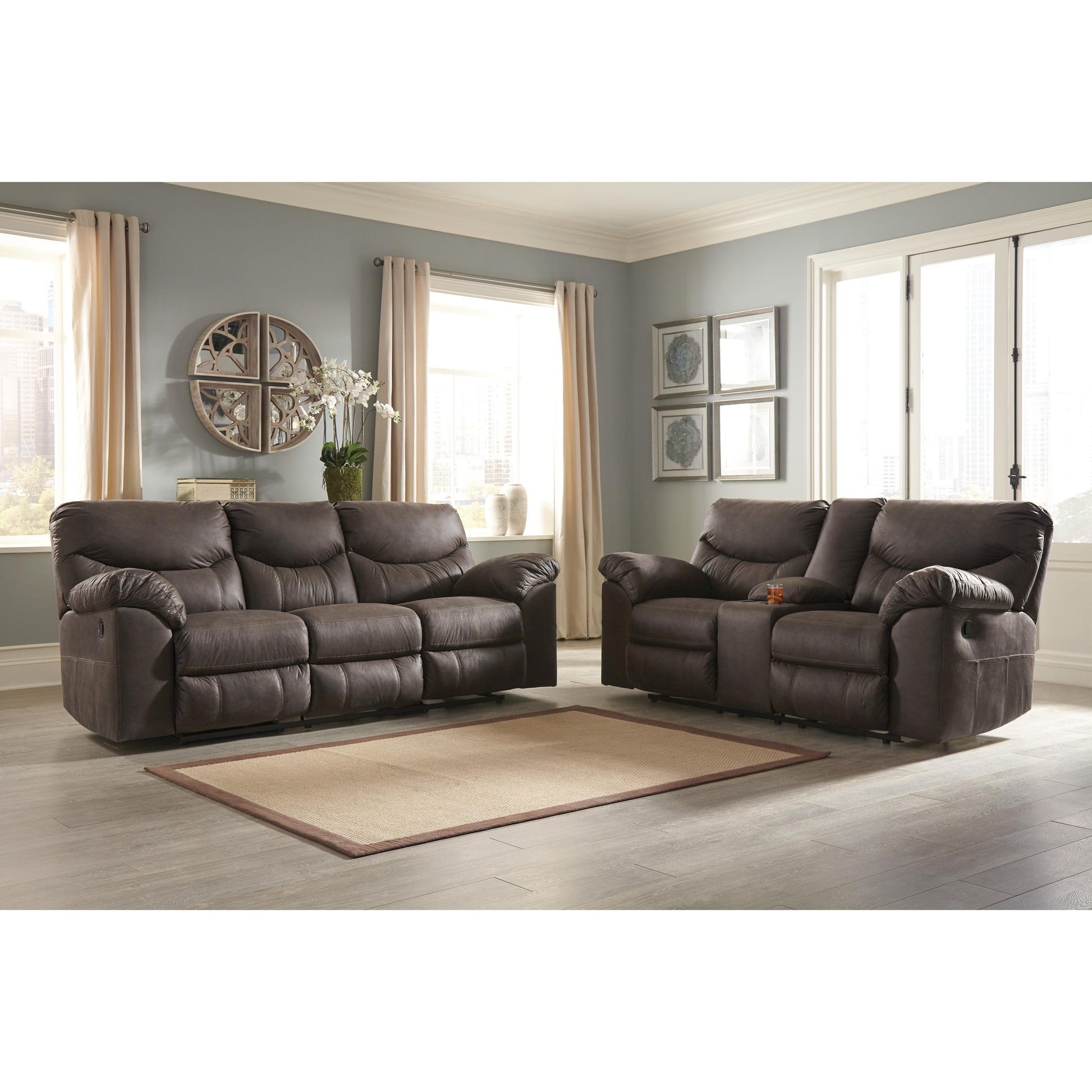 Signature Design by Ashley Boxberg Reclining Leather Look Loveseat 3380394