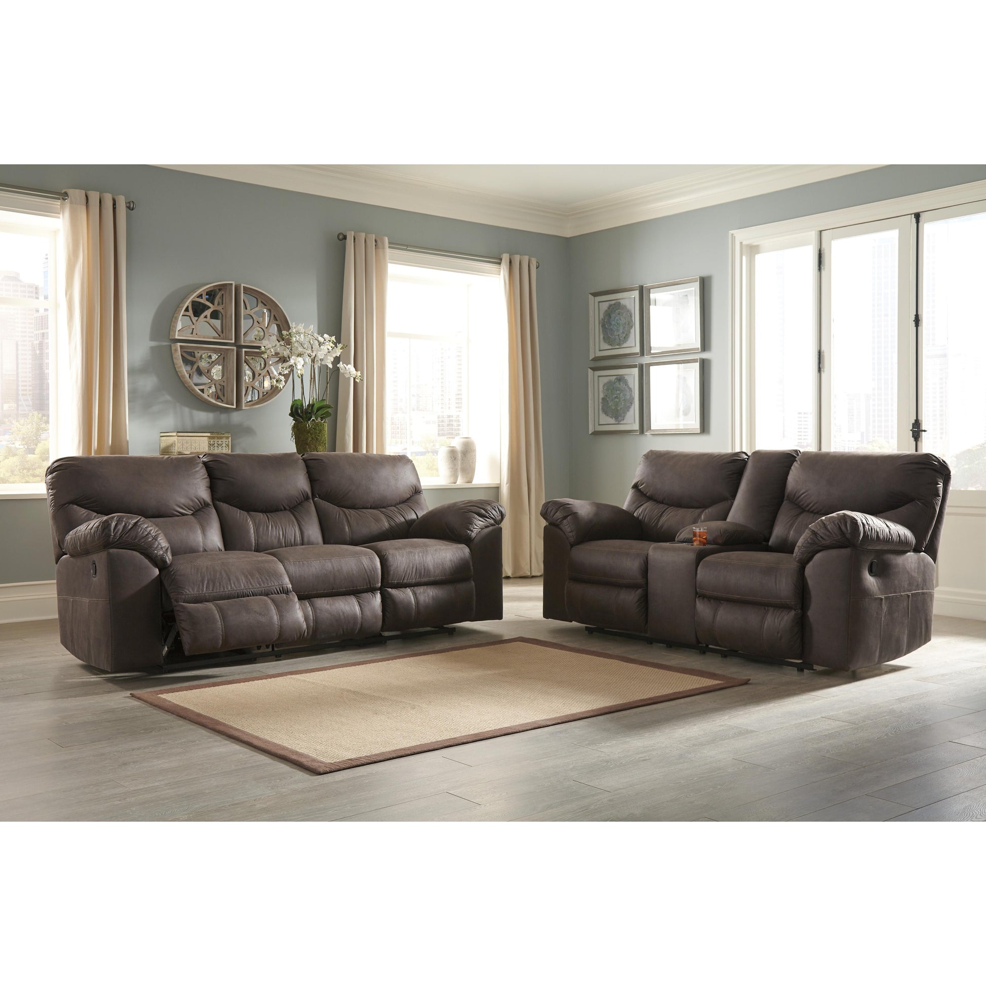 Signature Design by Ashley Boxberg Reclining Leather Look Loveseat 3380394