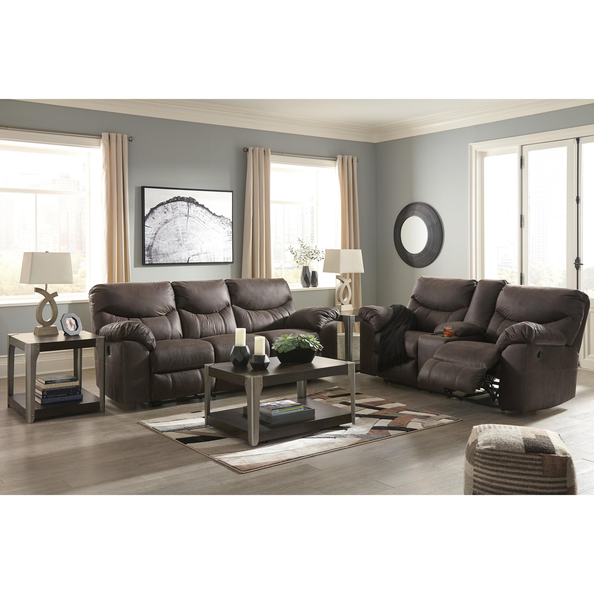 Signature Design by Ashley Boxberg Reclining Leather Look Loveseat 3380394