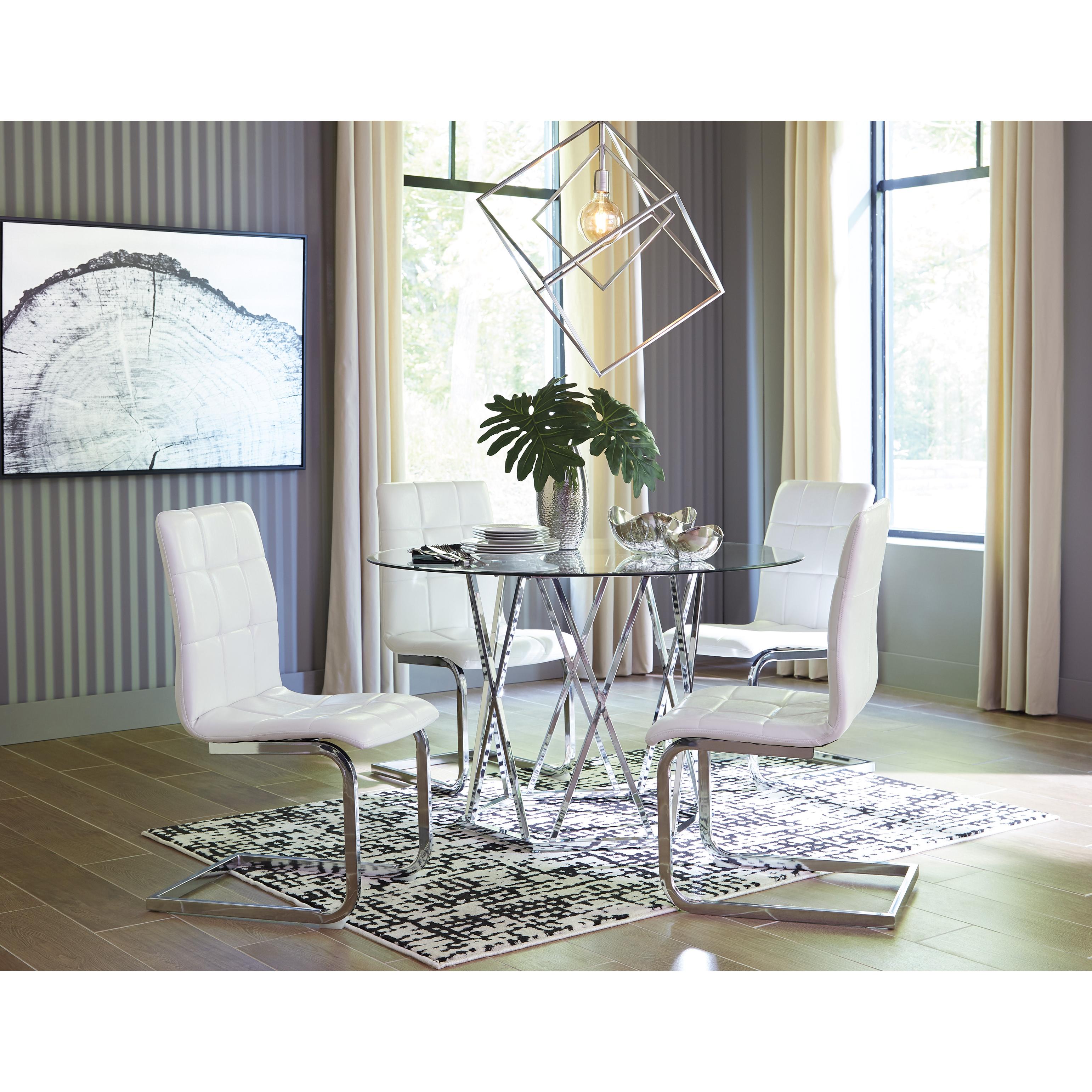 Signature Design by Ashley Round Madanere Dining Table with Glass Top and Pedestal Base D275-15