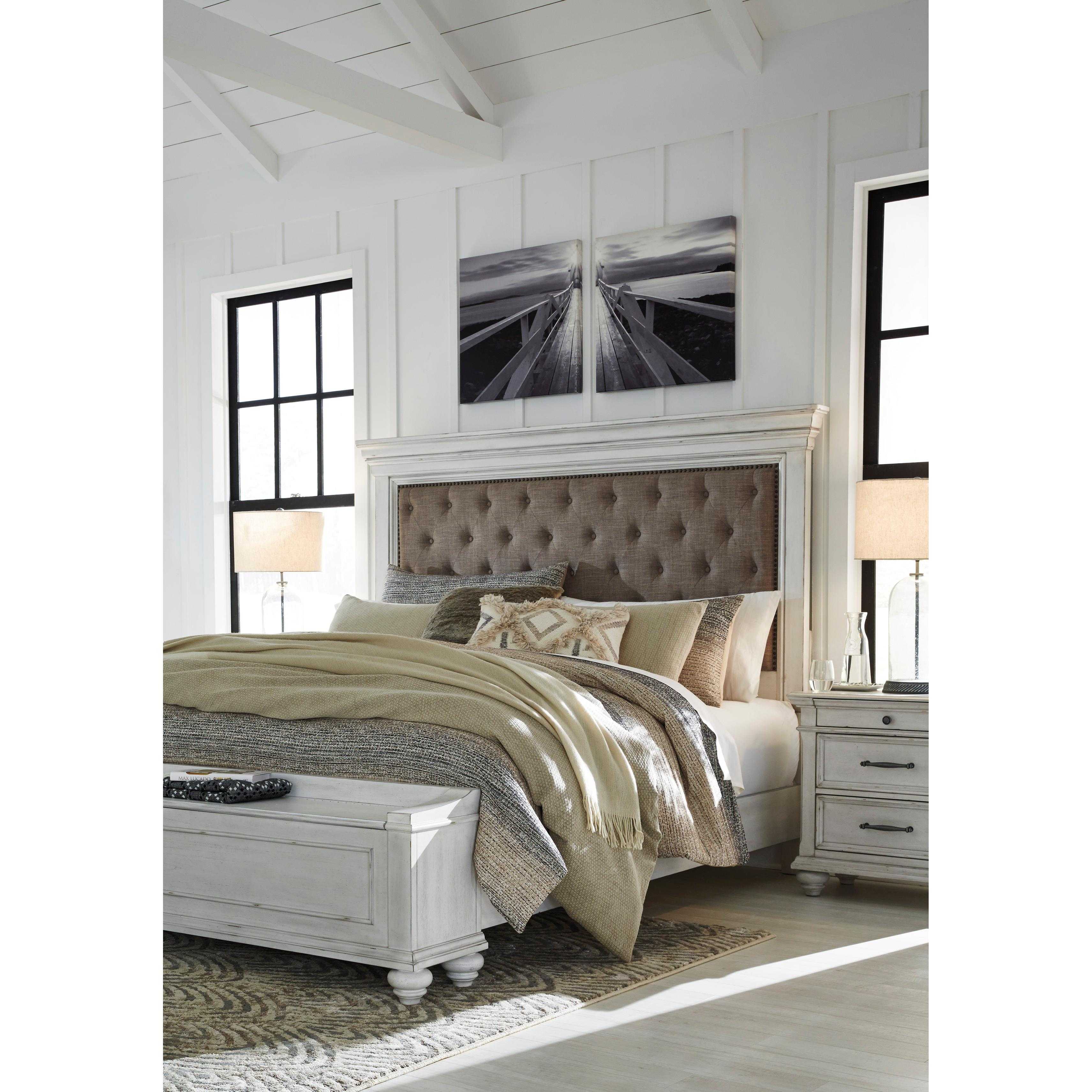 Benchcraft Kanwyn Queen Upholstered Panel Bed with Storage B777-157/B777-54S/B777-96