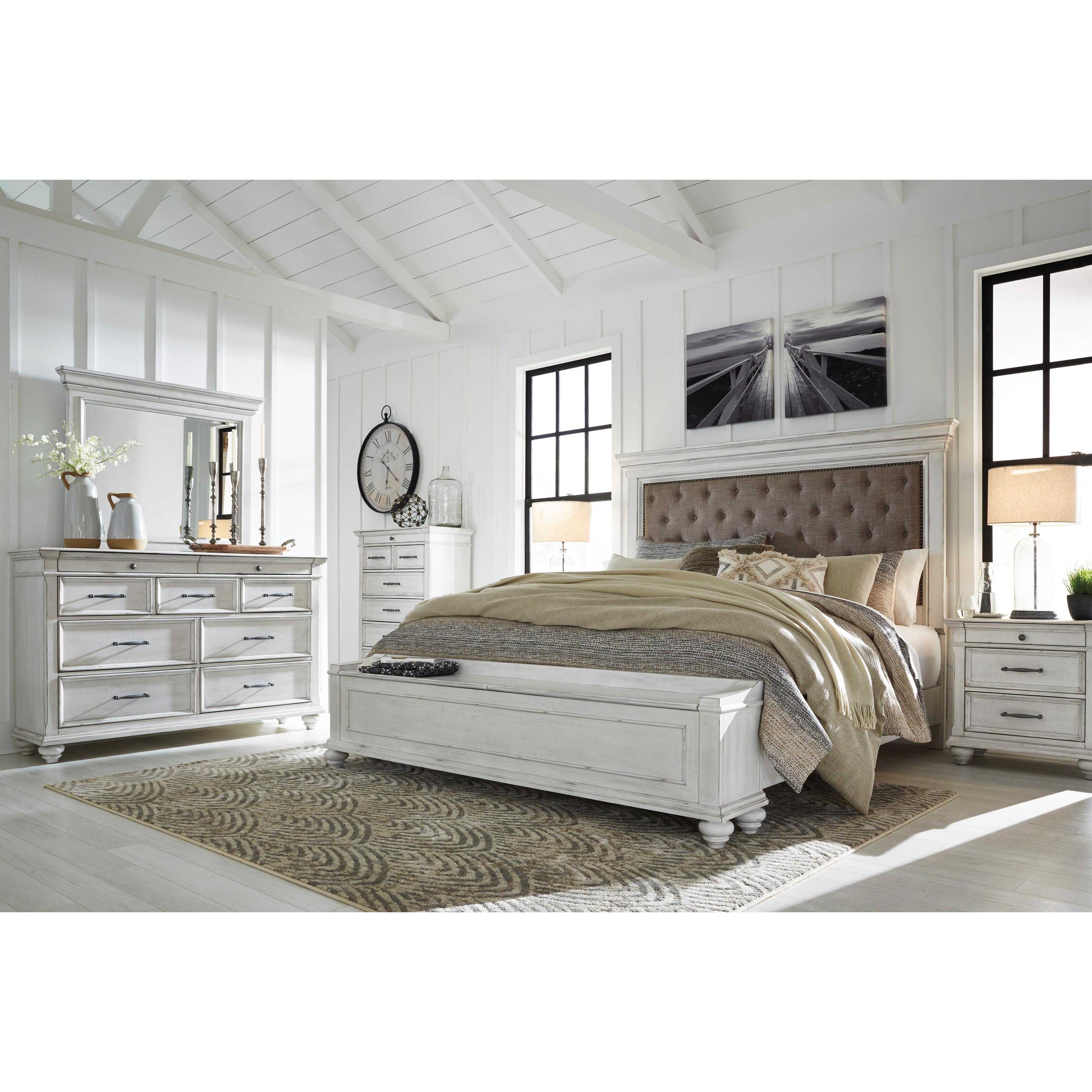 Benchcraft Kanwyn King Upholstered Panel Bed with Storage B777-158/B777-56S/B777-97