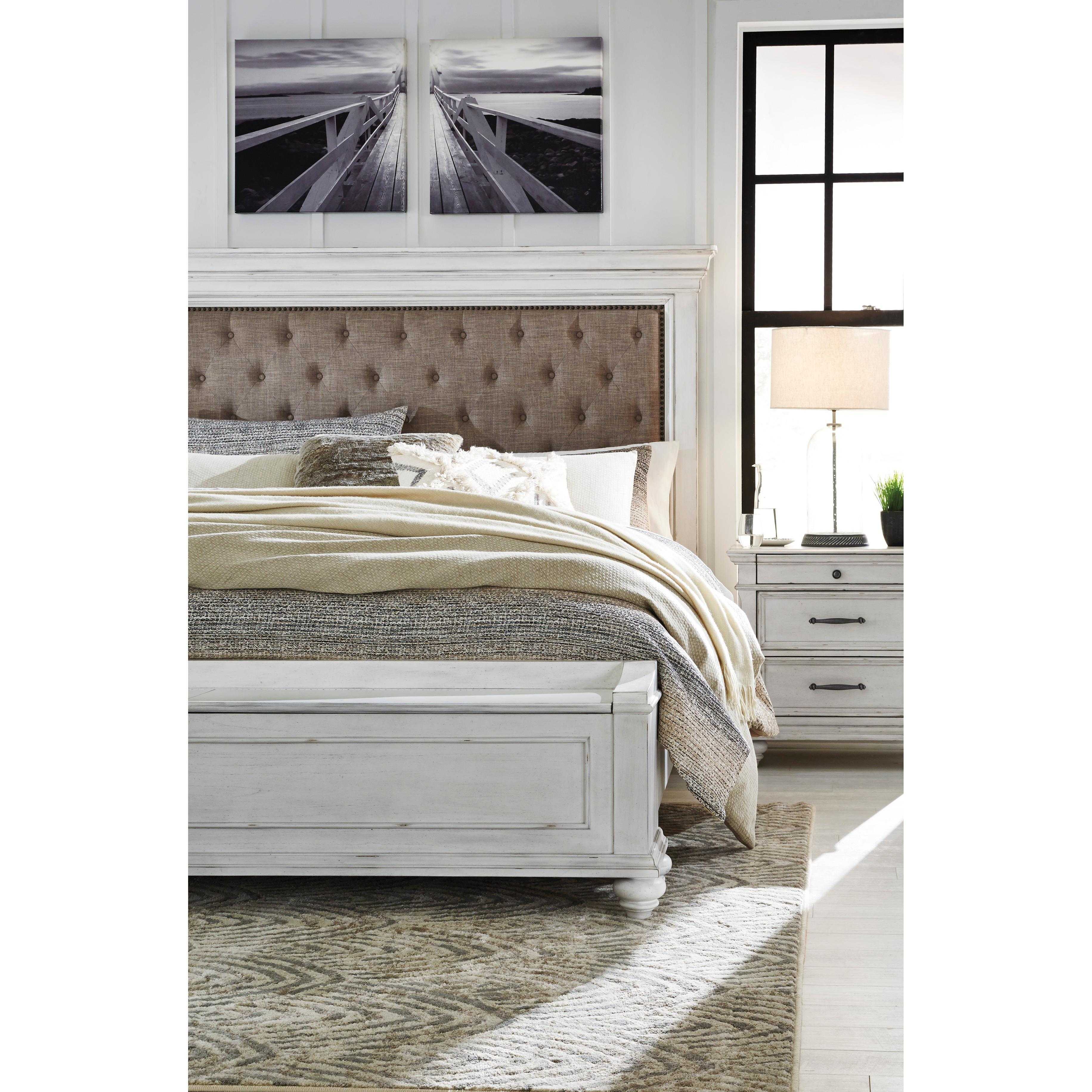 Benchcraft Kanwyn King Upholstered Panel Bed with Storage B777-158/B777-56S/B777-97