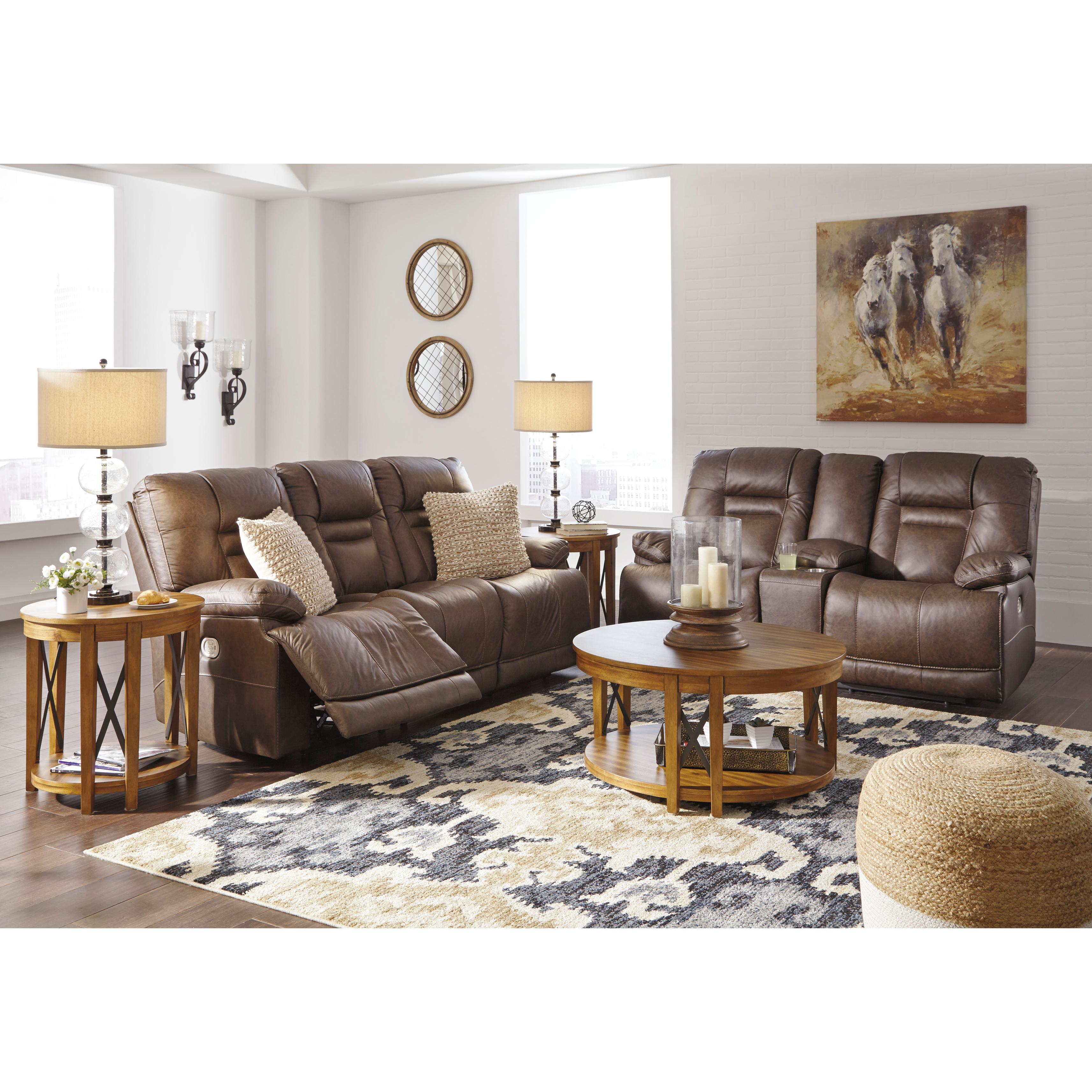 Signature Design by Ashley Wurstrow Power Reclining Leather Match Sofa U5460315