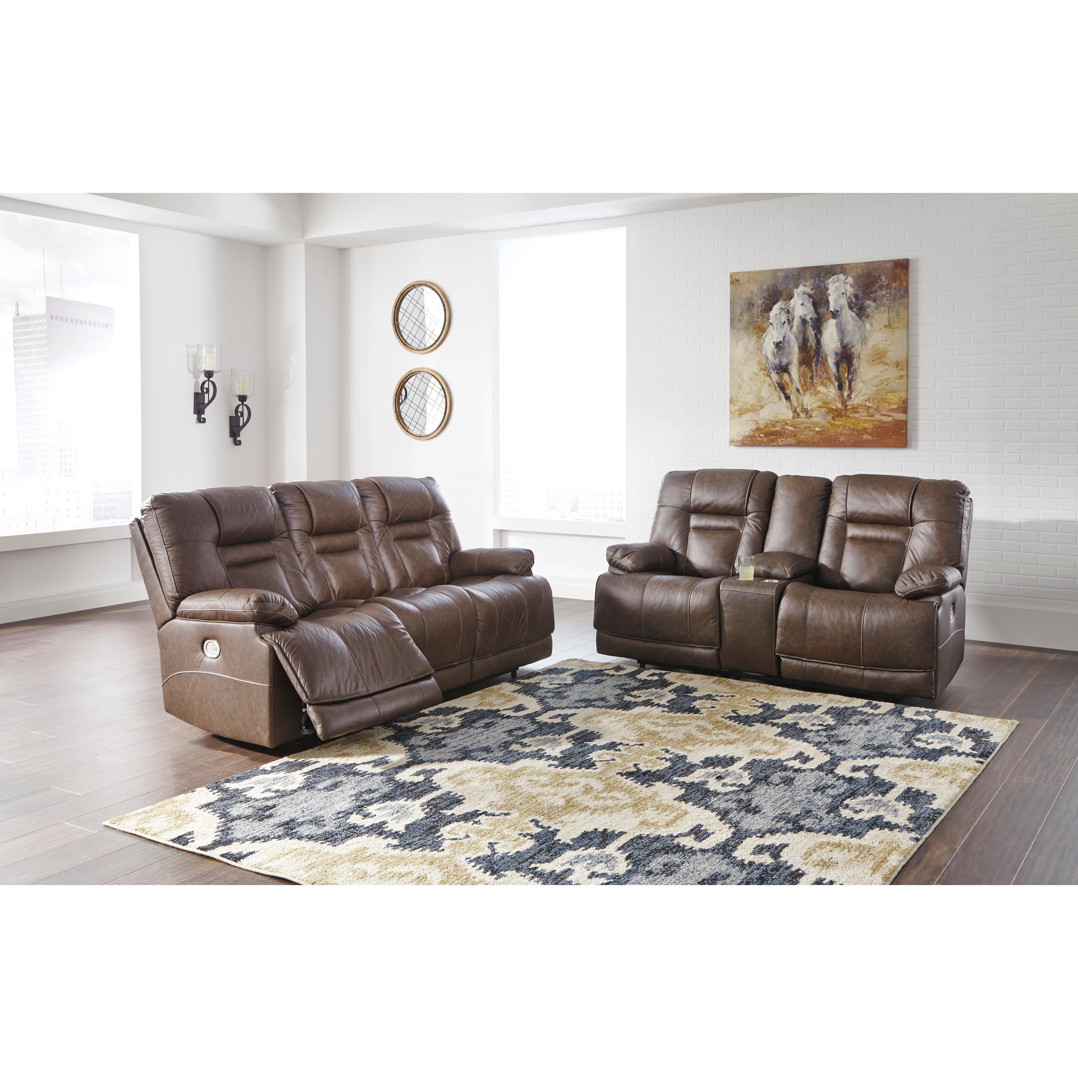 Signature Design by Ashley Wurstrow Power Reclining Leather Match Sofa U5460315