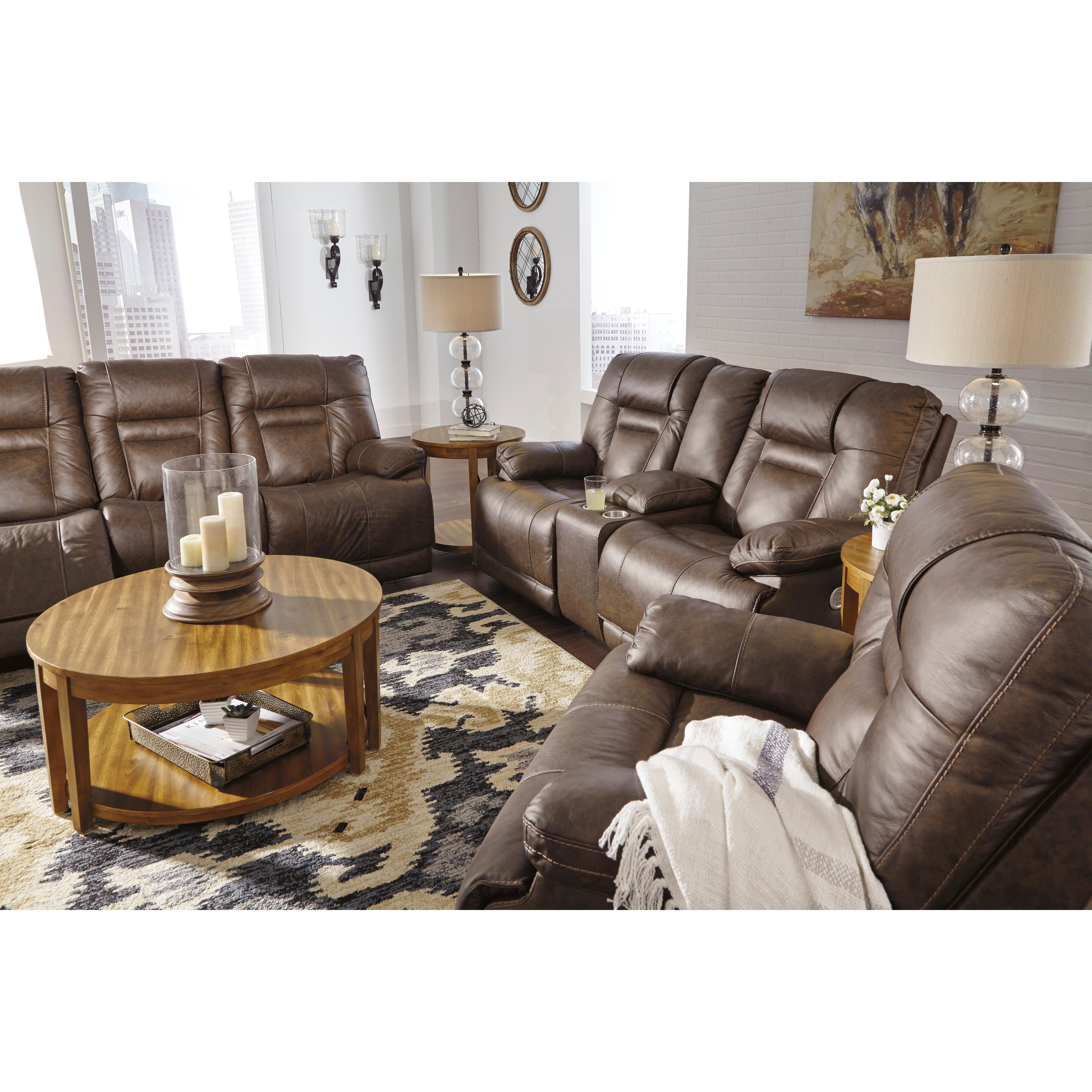 Signature Design by Ashley Wurstrow Power Reclining Leather Match Sofa U5460315