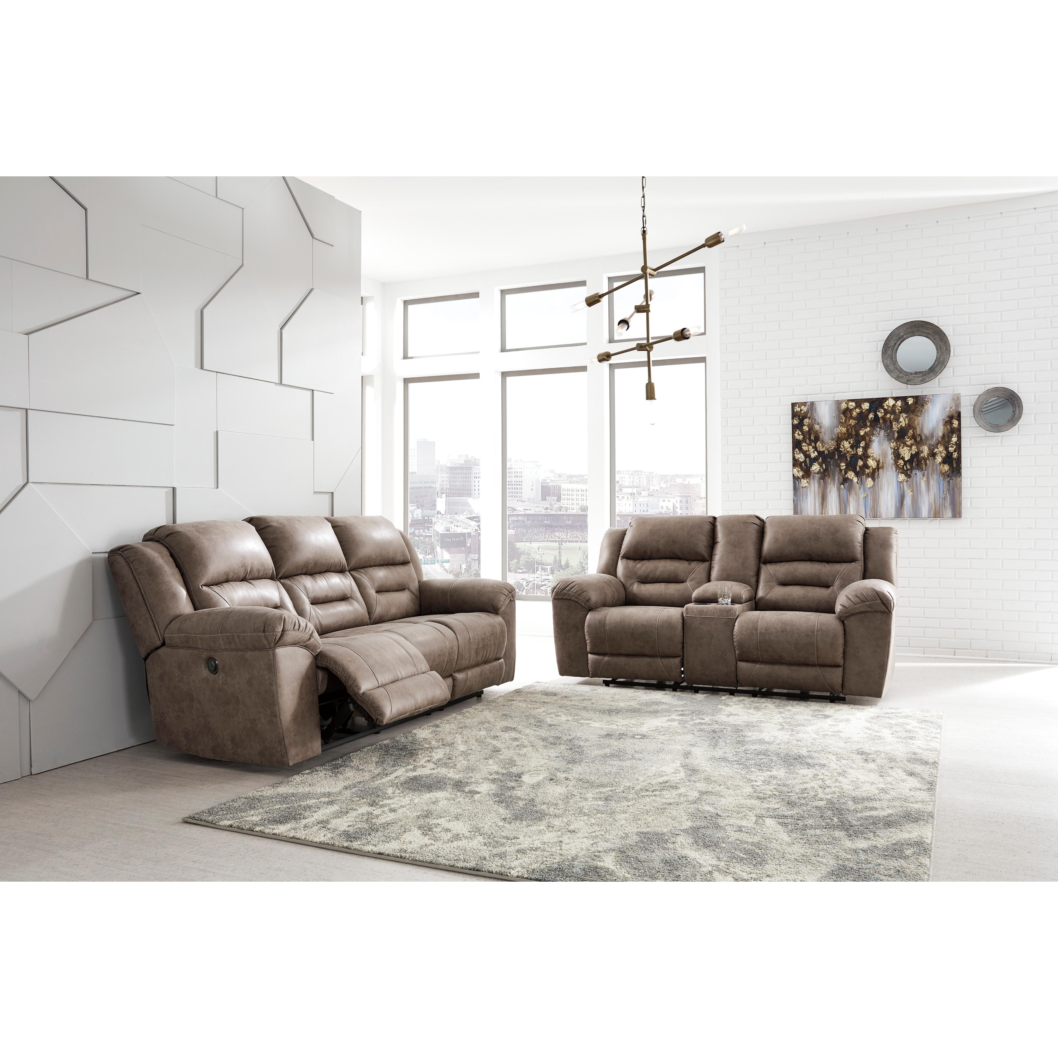 Signature Design by Ashley Stoneland Power Reclining Leather Look Sofa 3990587