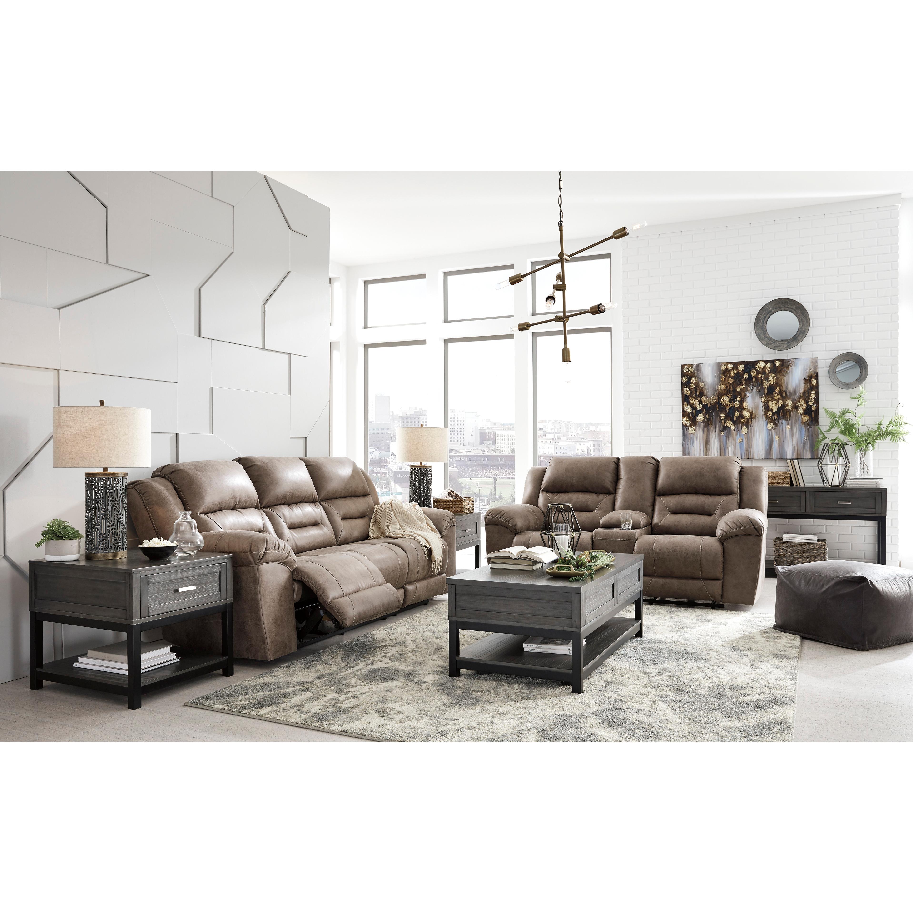 Signature Design by Ashley Stoneland Power Reclining Leather Look Sofa 3990587