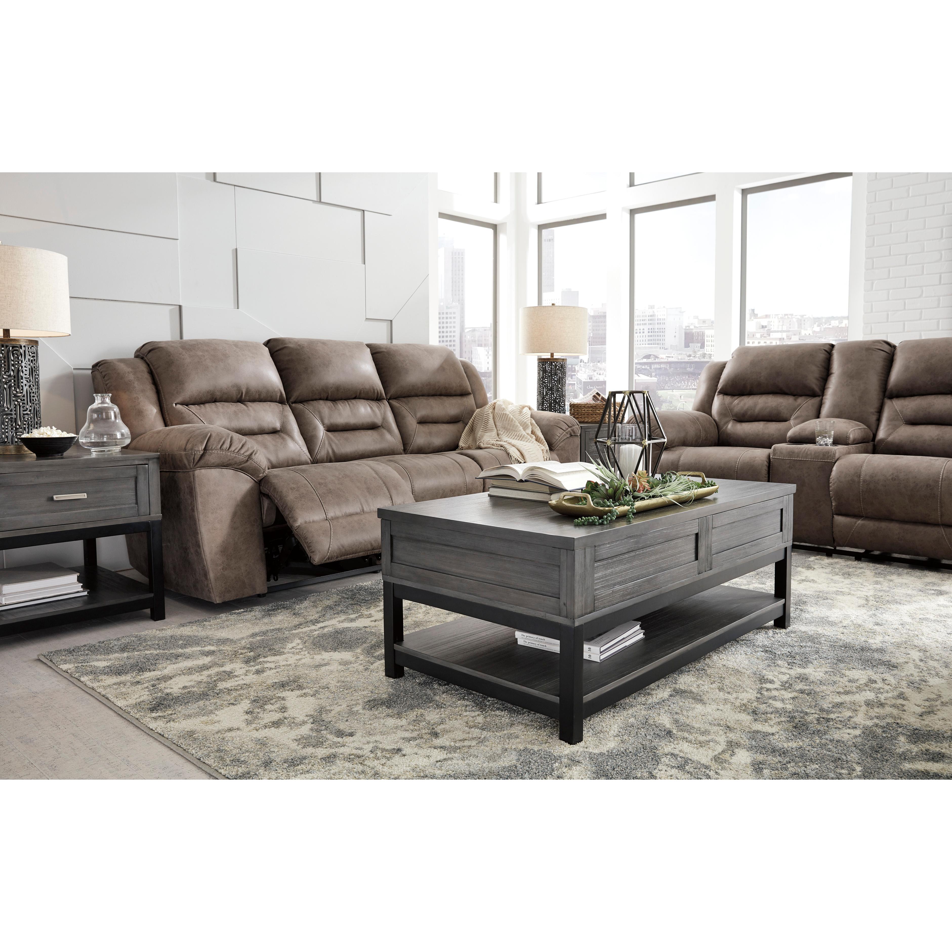 Signature Design by Ashley Stoneland Reclining Leather Look Sofa 3990588