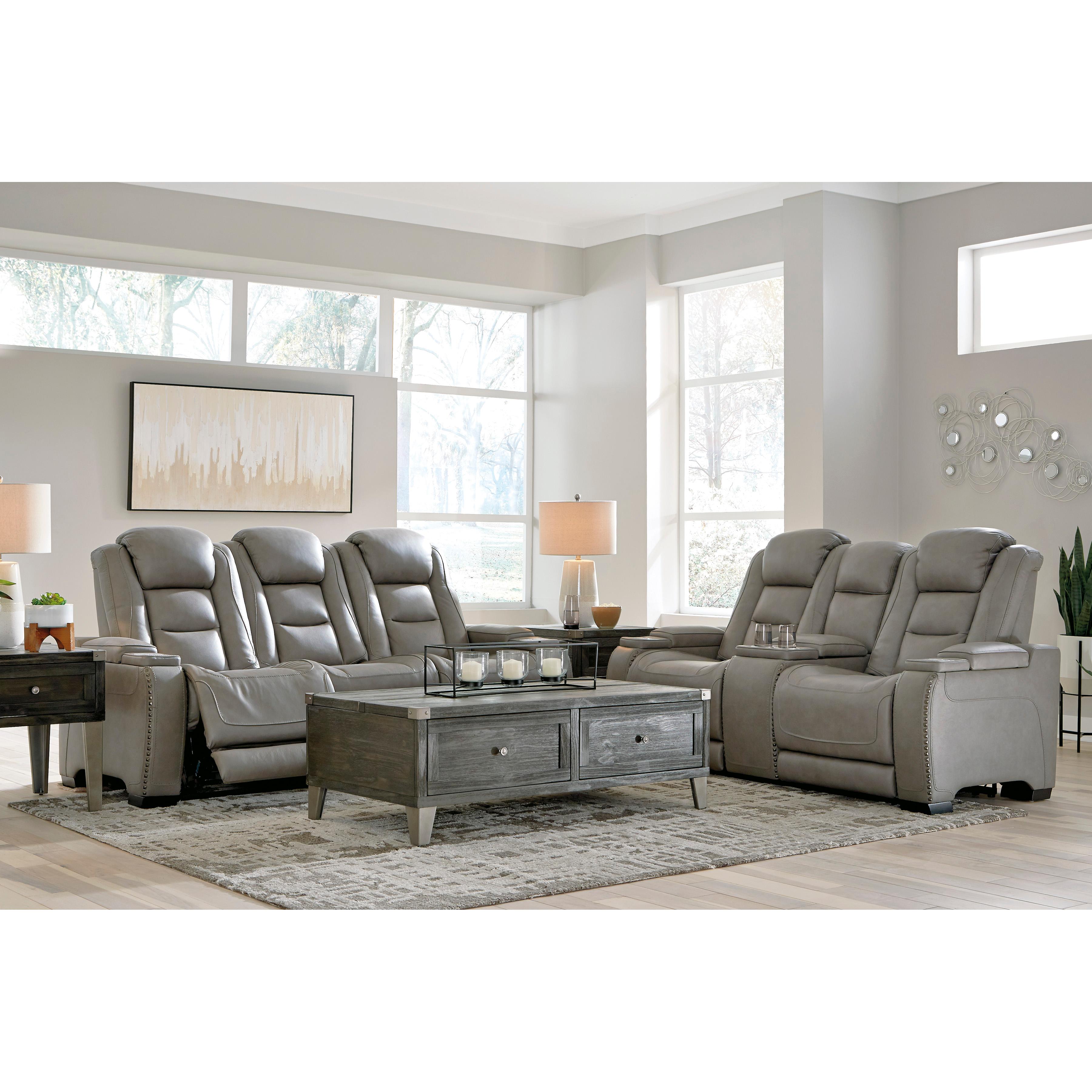 Signature Design by Ashley The Man-Den Power Reclining Leather Match Sofa U8530515