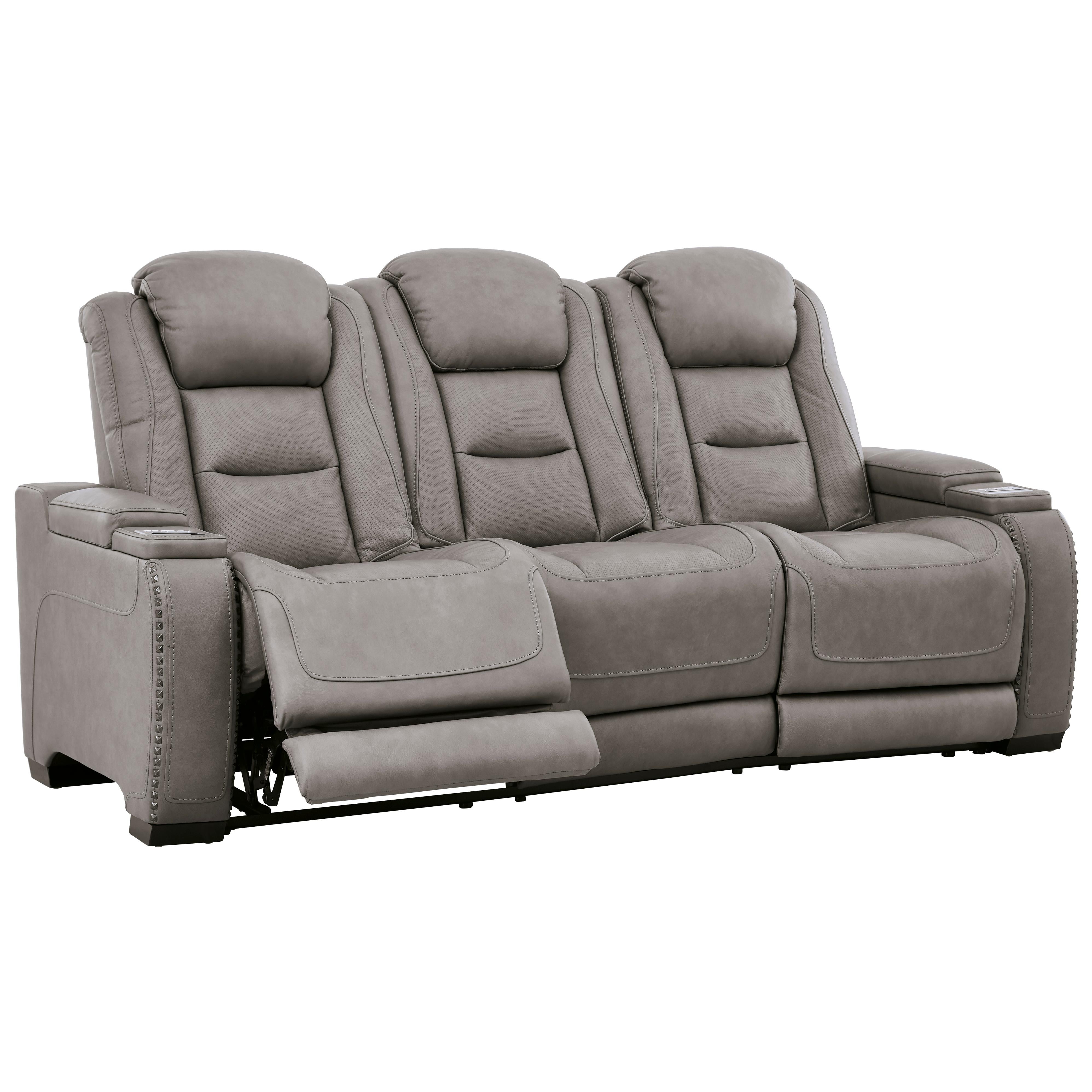 Signature Design by Ashley The Man-Den Power Reclining Leather Match Sofa U8530515