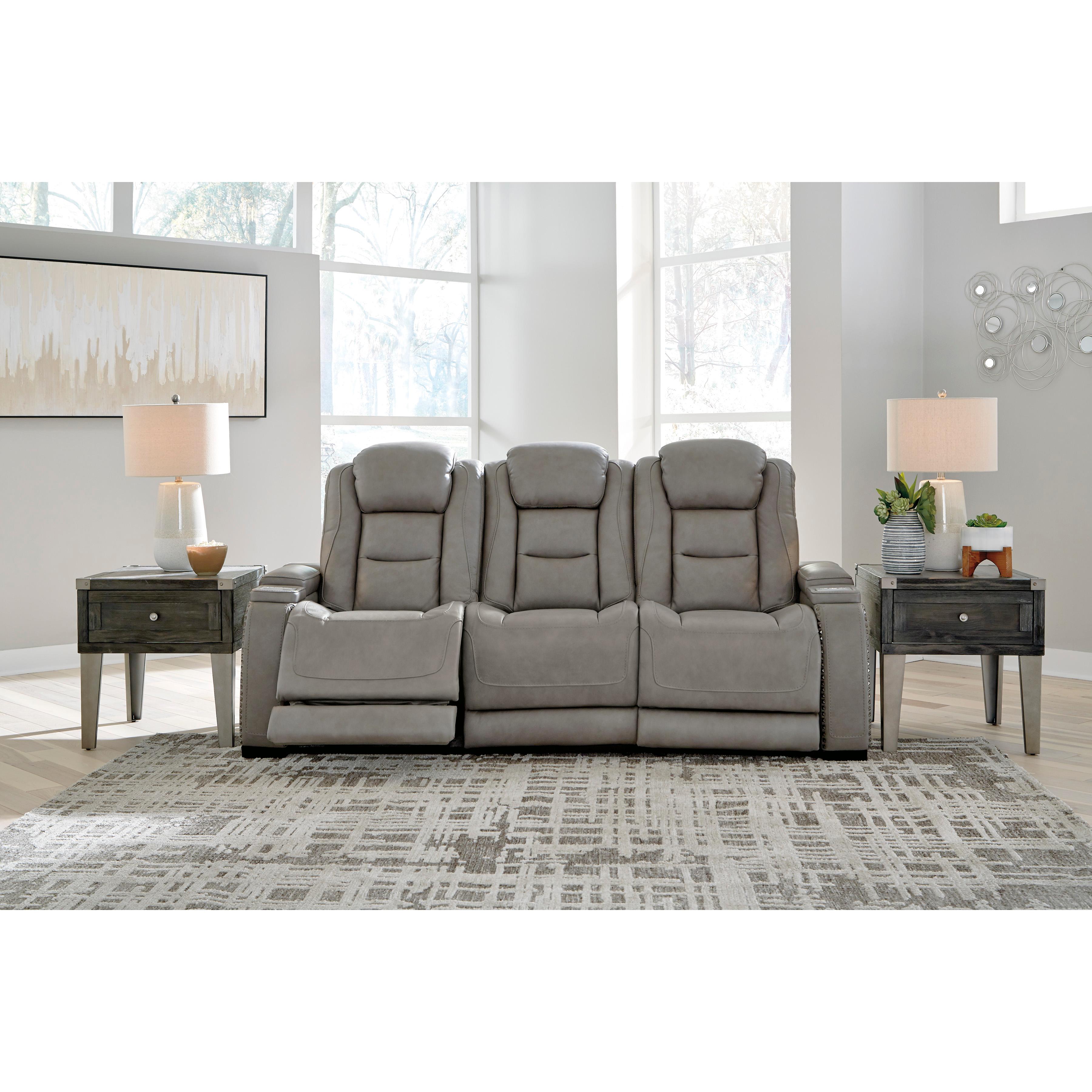 Signature Design by Ashley The Man-Den Power Reclining Leather Match Sofa U8530515