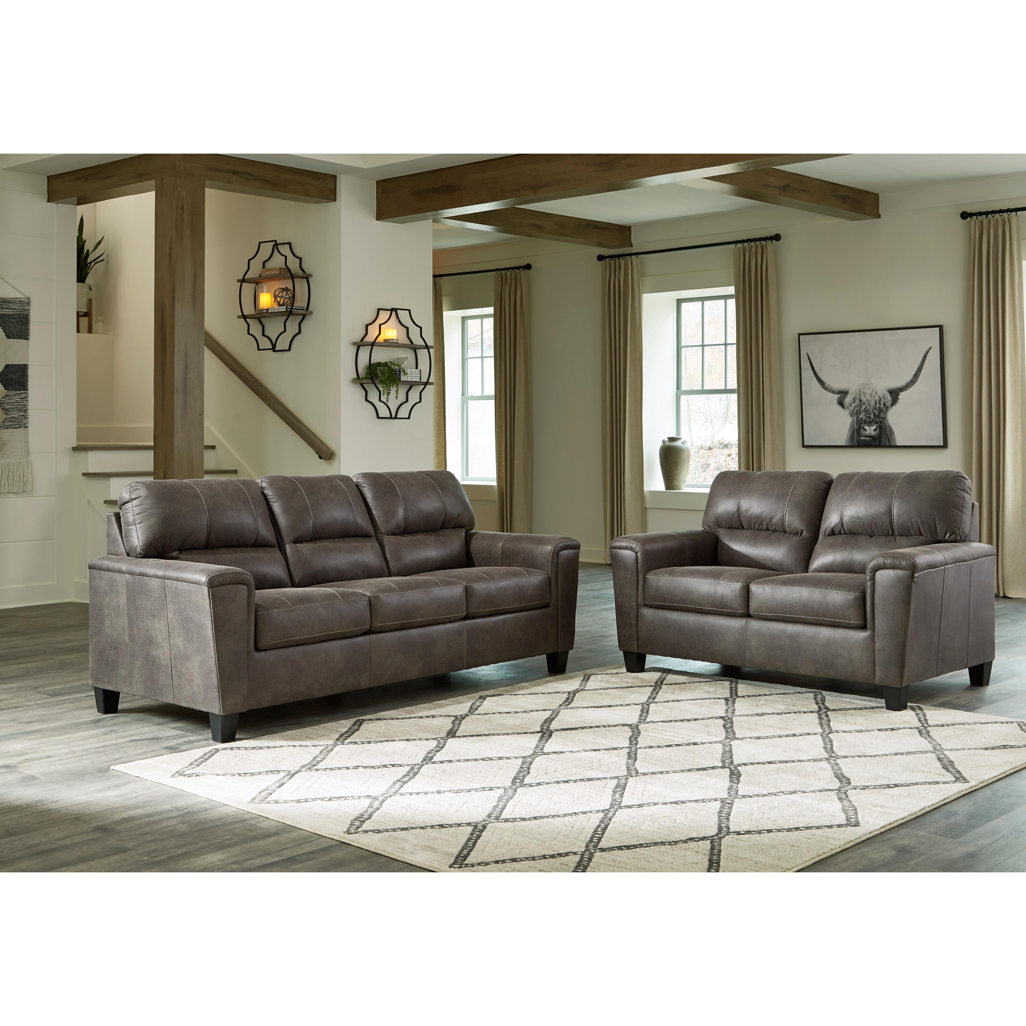 Signature Design by Ashley Navi Stationary Leather Look Loveseat 9400235