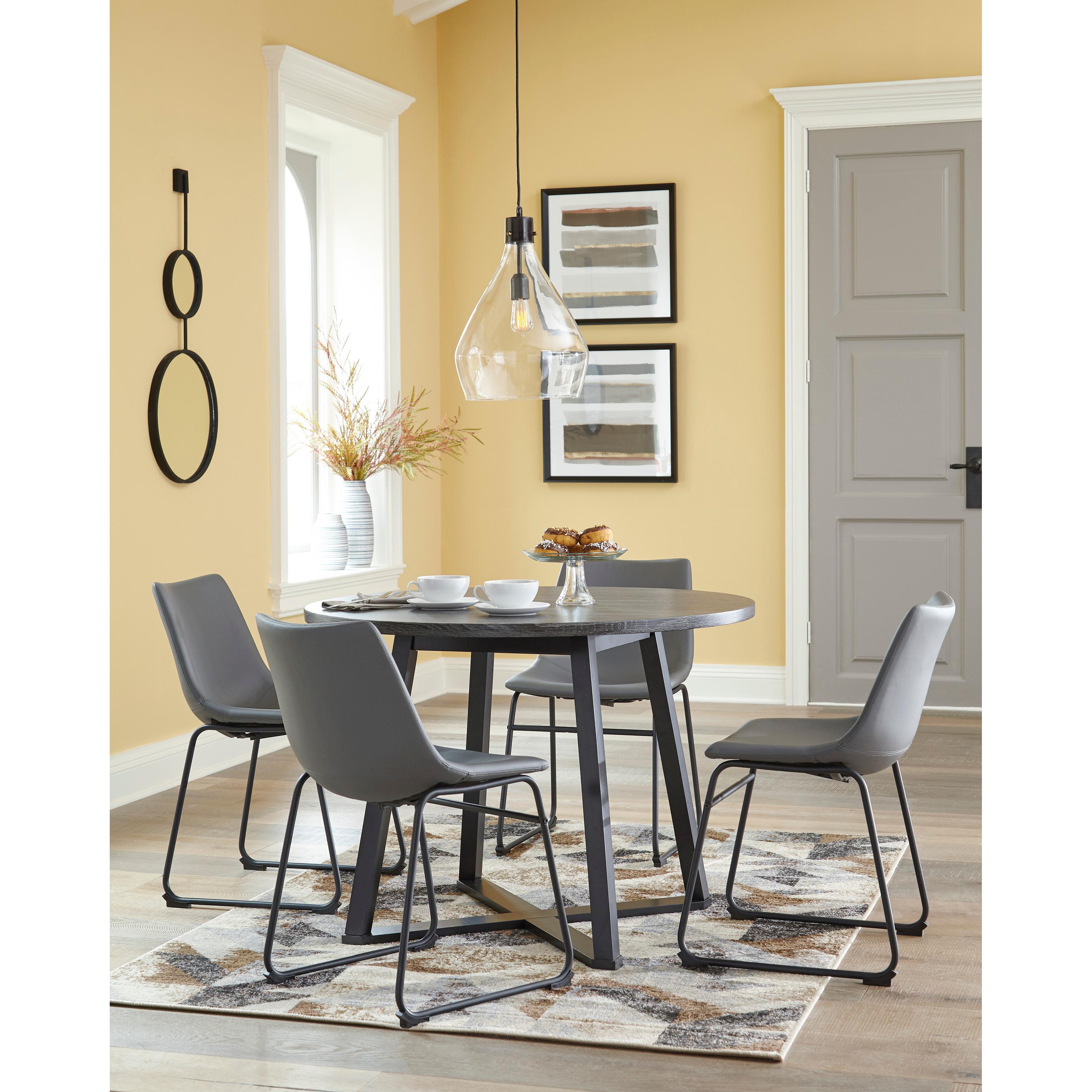 Signature Design by Ashley Round Centiar Dining Table with Pedestal Base D372-16