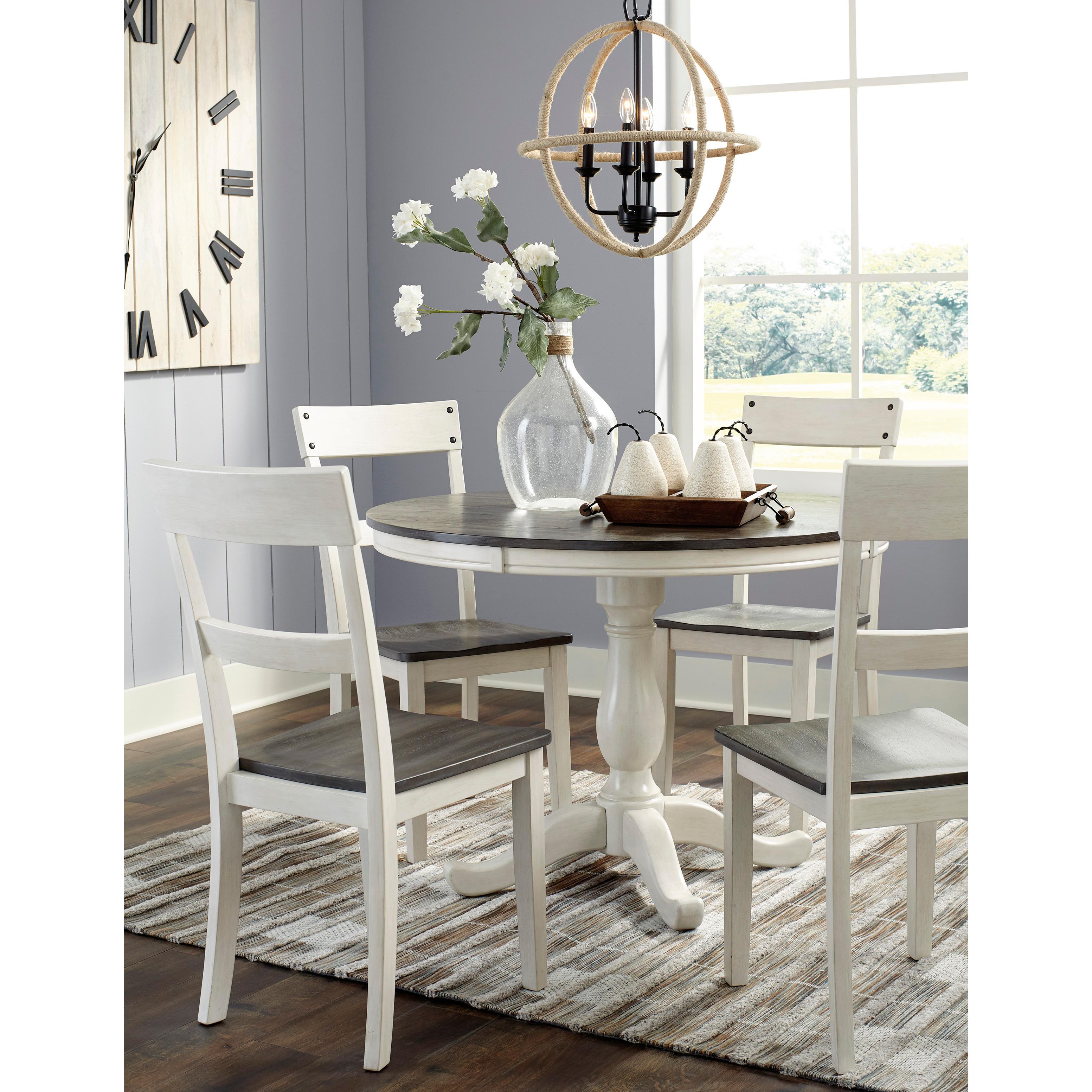 Signature Design by Ashley Round Nelling Dining Table with Pedestal Base D287-15B/D287-15T