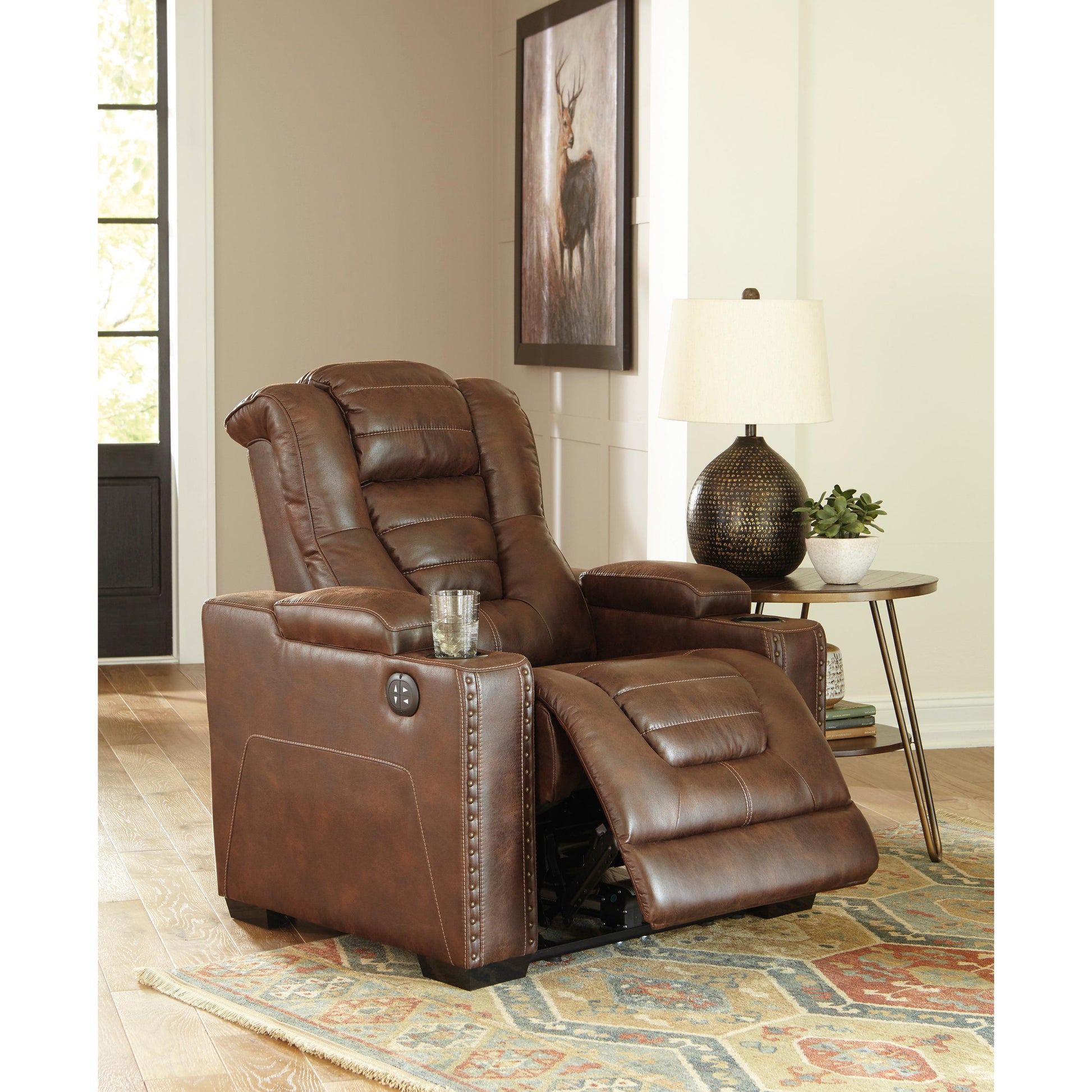 Signature Design by Ashley Owner's Box Power Leather Look Recliner 2450513