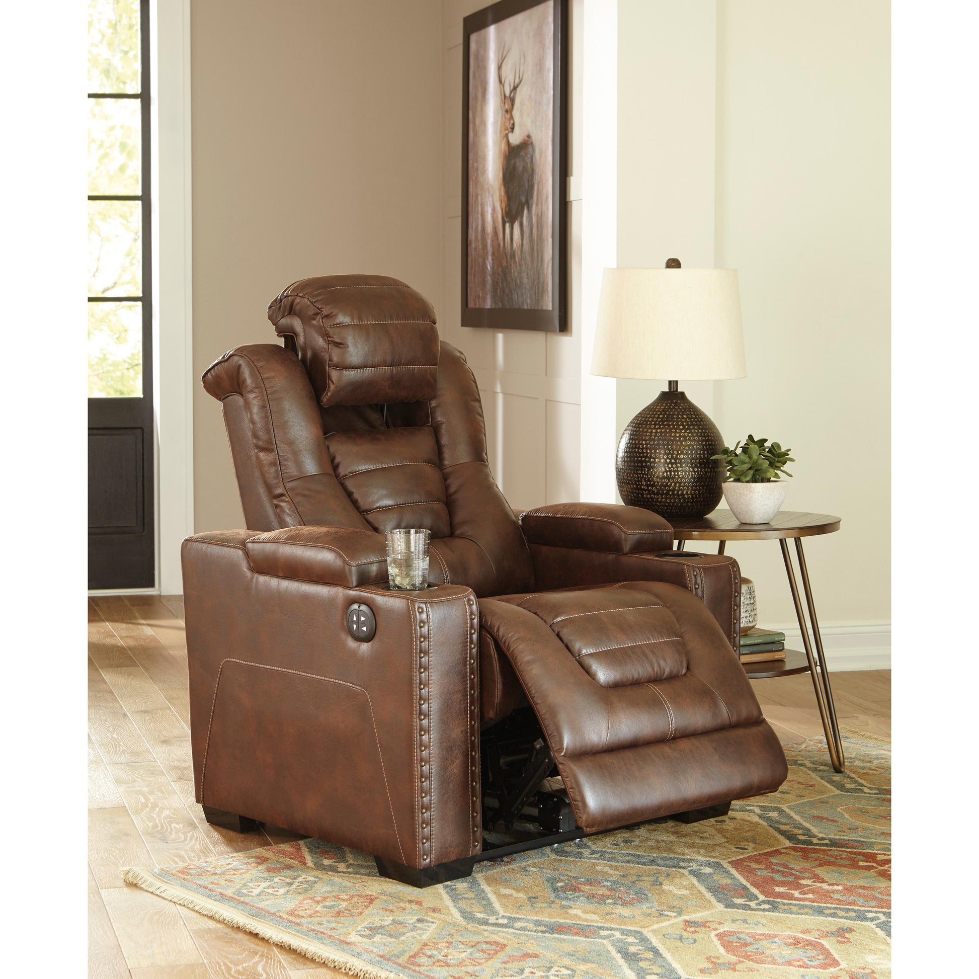 Signature Design by Ashley Owner's Box Power Leather Look Recliner 2450513