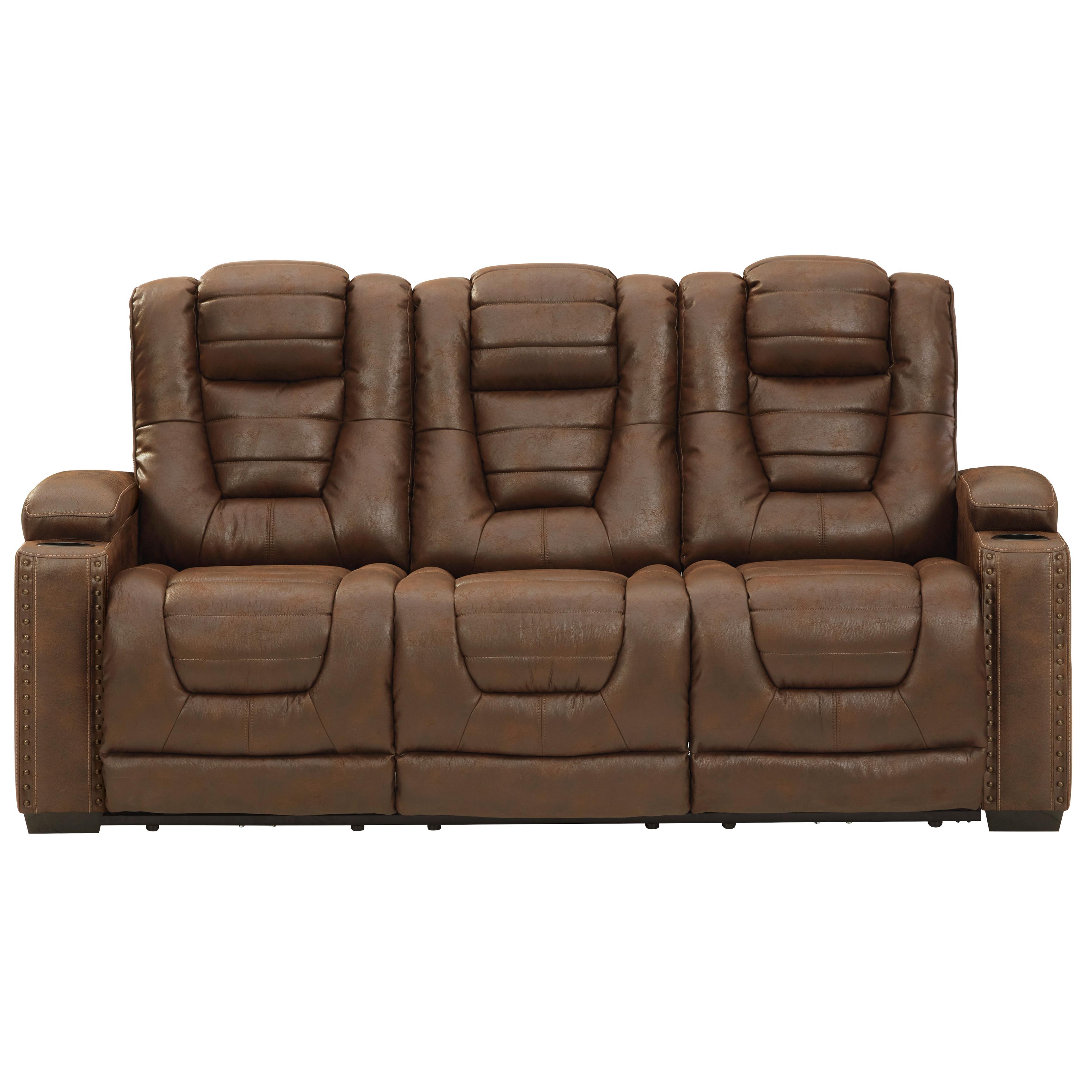 Signature Design by Ashley Owner's Box Power Reclining Leather Look Sofa 2450515