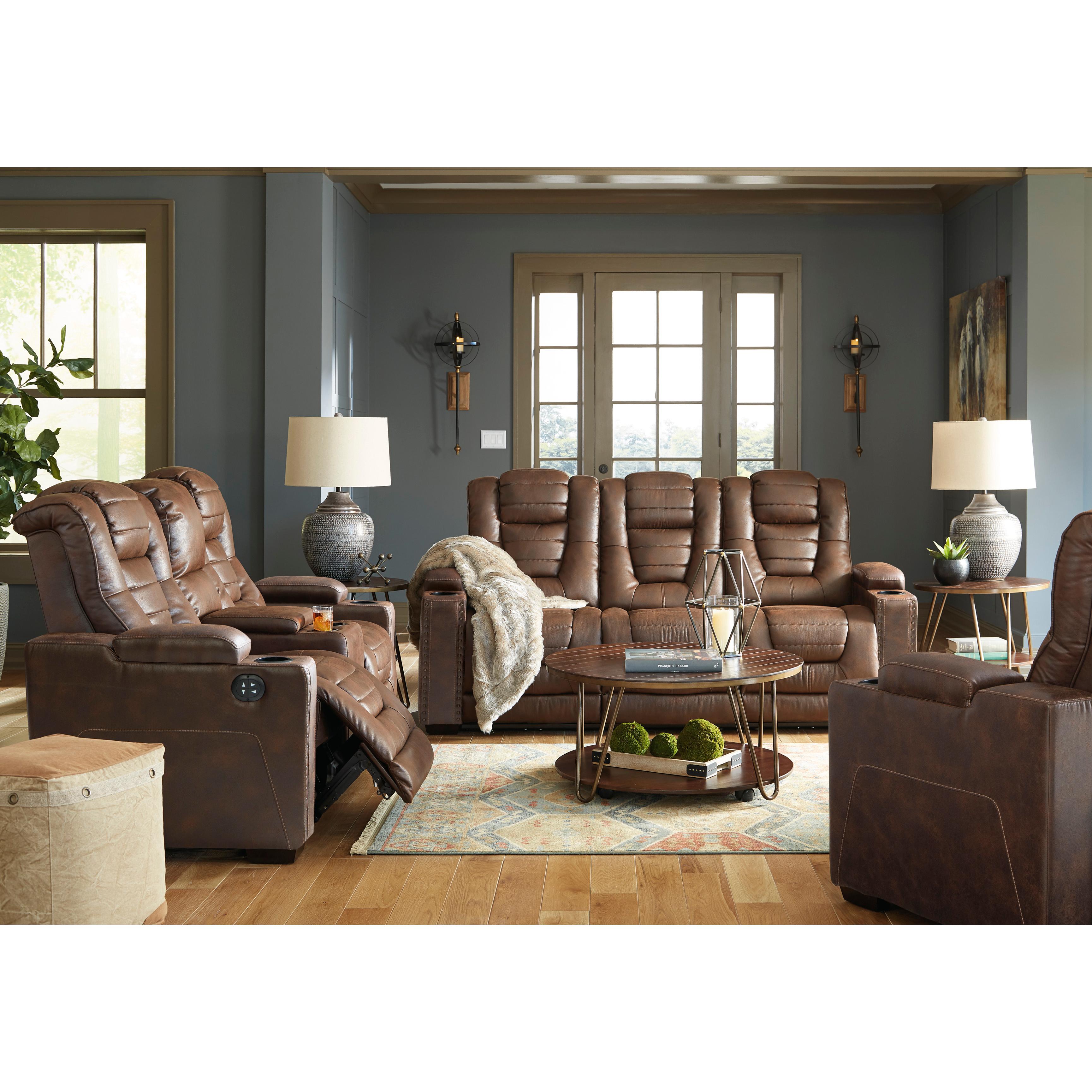 Signature Design by Ashley Owner's Box Power Reclining Leather Look Sofa 2450515