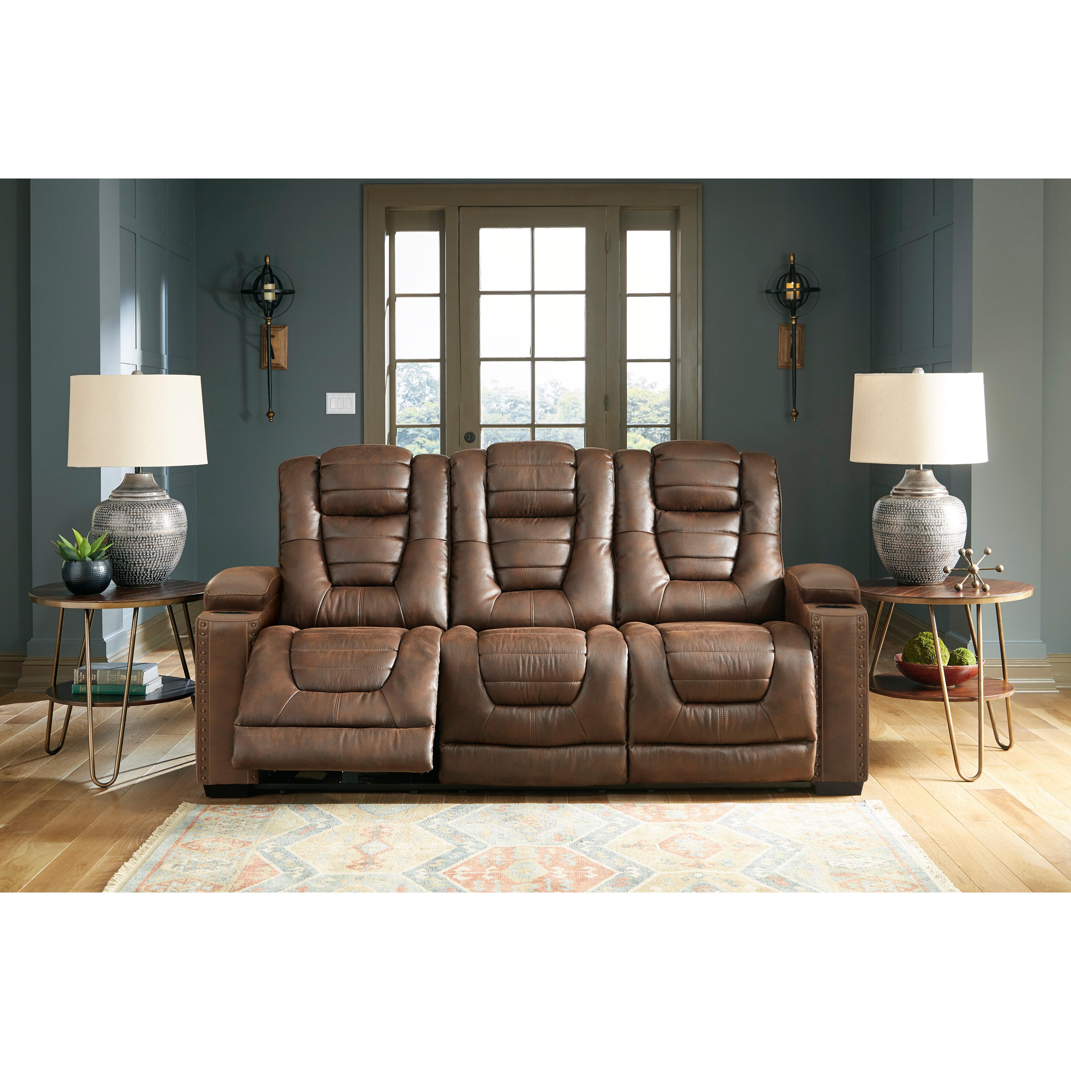 Signature Design by Ashley Owner's Box Power Reclining Leather Look Sofa 2450515