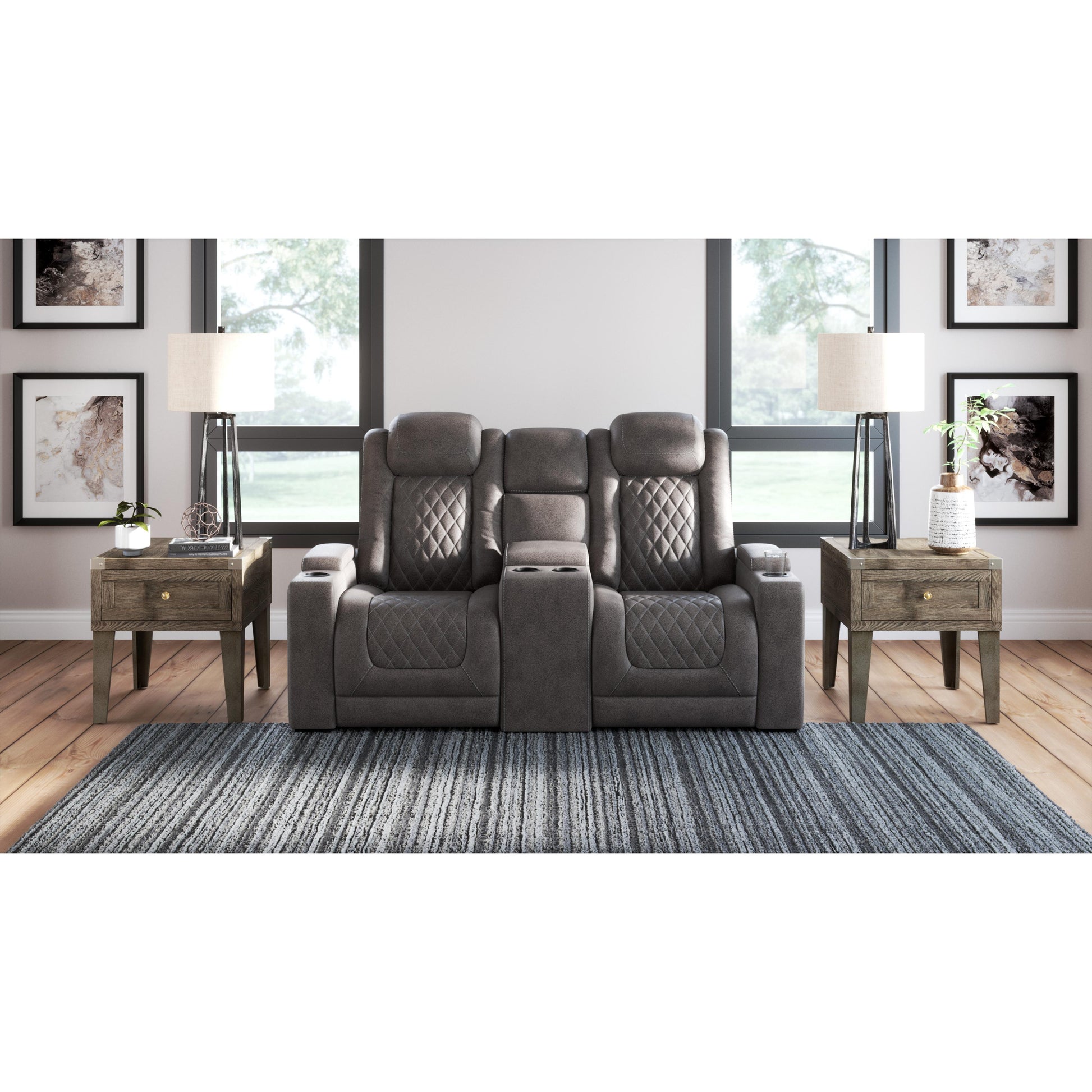 Signature Design by Ashley HyllMont Power Reclining Leather Look Loveseat 9300318