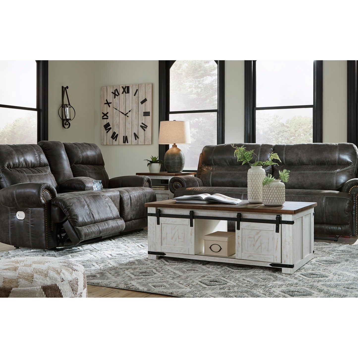 Signature Design by Ashley Grearview Power Reclining Leather Look Loveseat 6500518