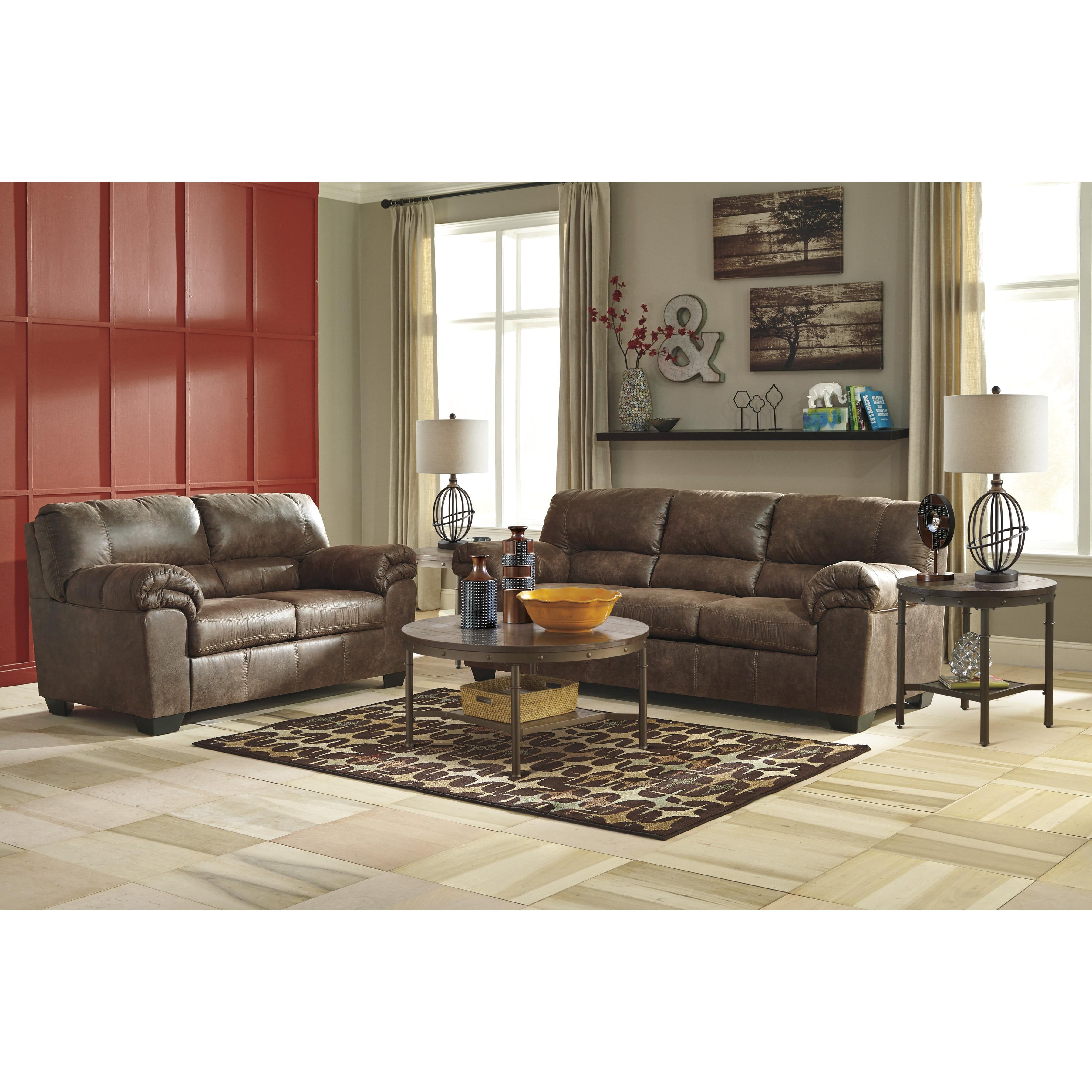 Signature Design by Ashley Bladen Stationary Leather Look Loveseat 1202035