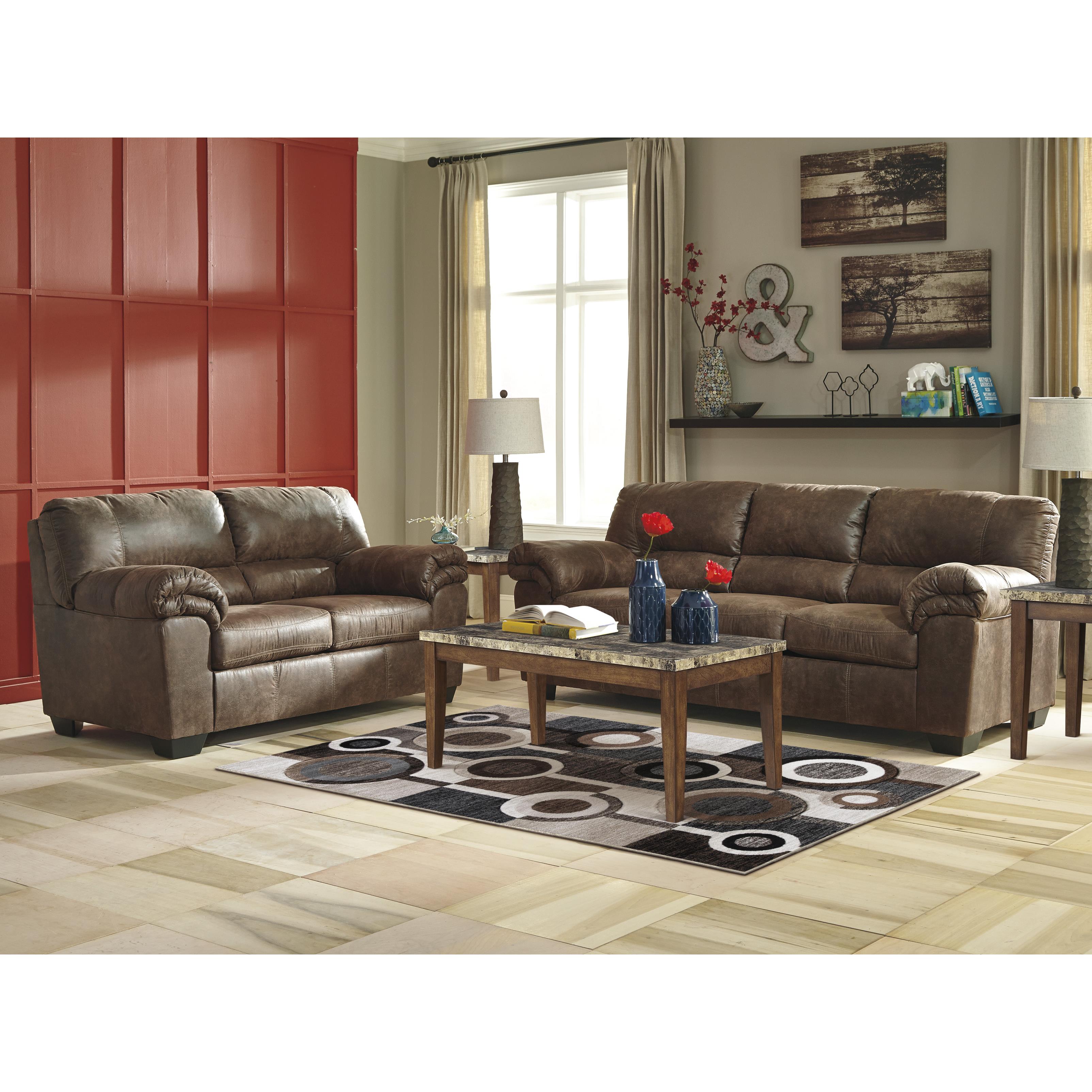 Signature Design by Ashley Bladen Stationary Leather Look Loveseat 1202035