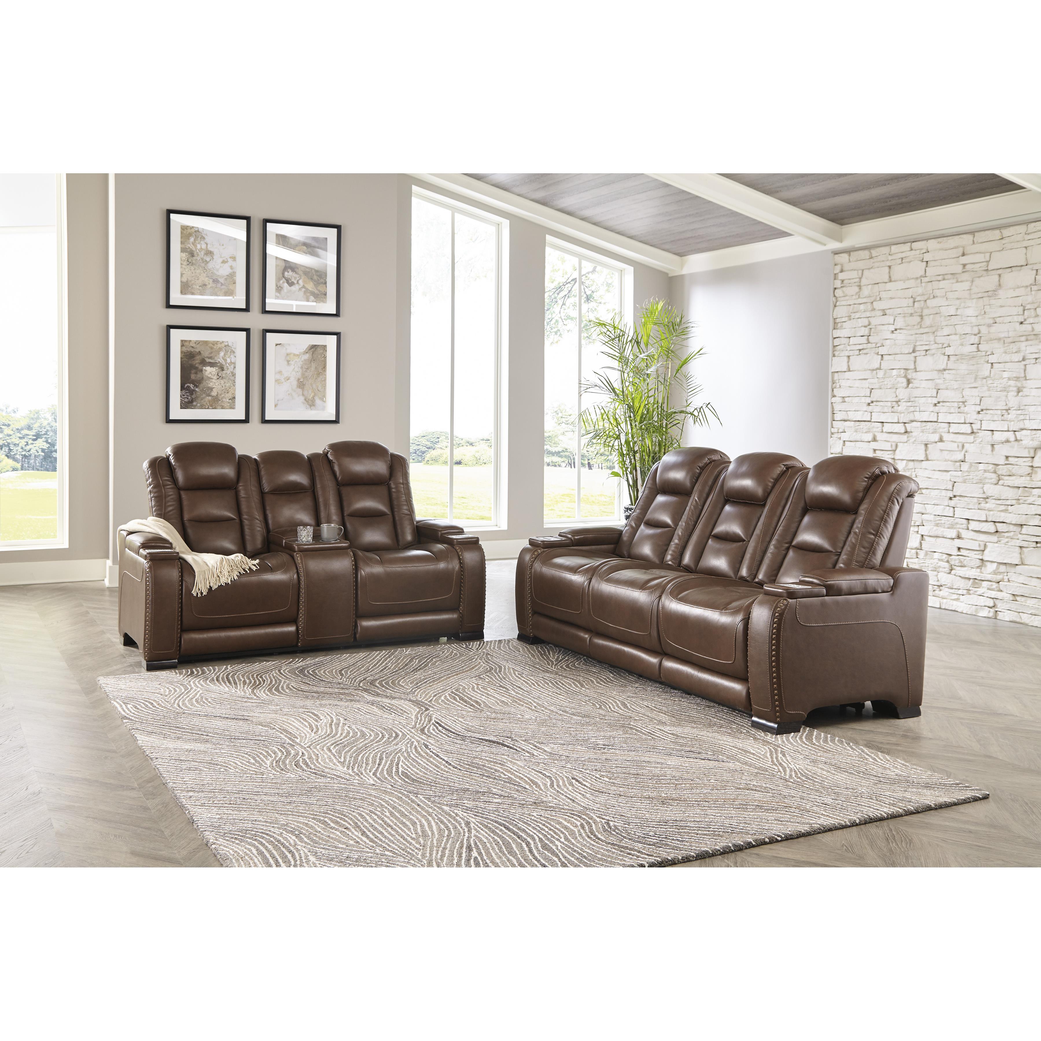 Signature Design by Ashley The Man-Den Power Reclining Leather Match Loveseat U8530618