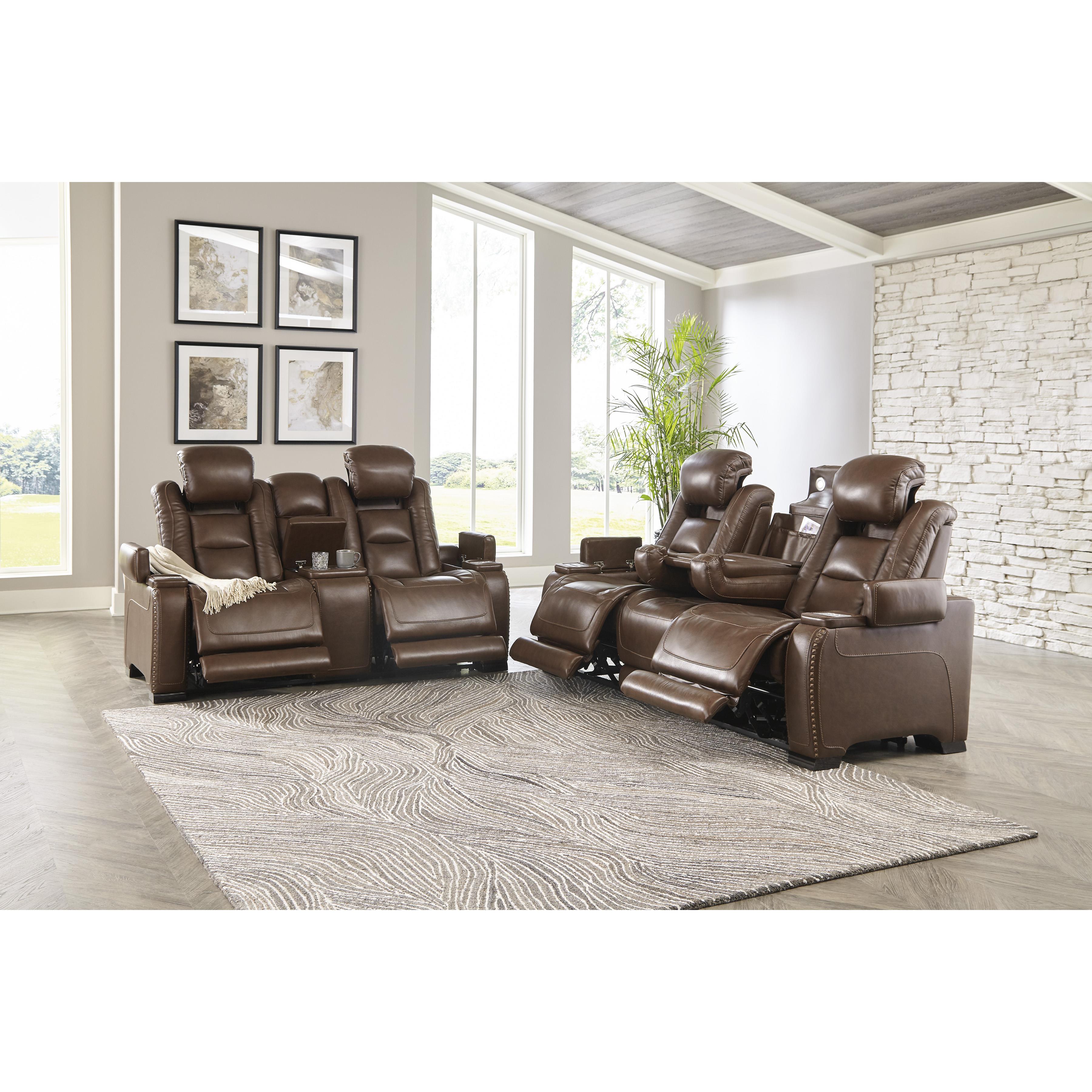 Signature Design by Ashley The Man-Den Power Reclining Leather Match Loveseat U8530618