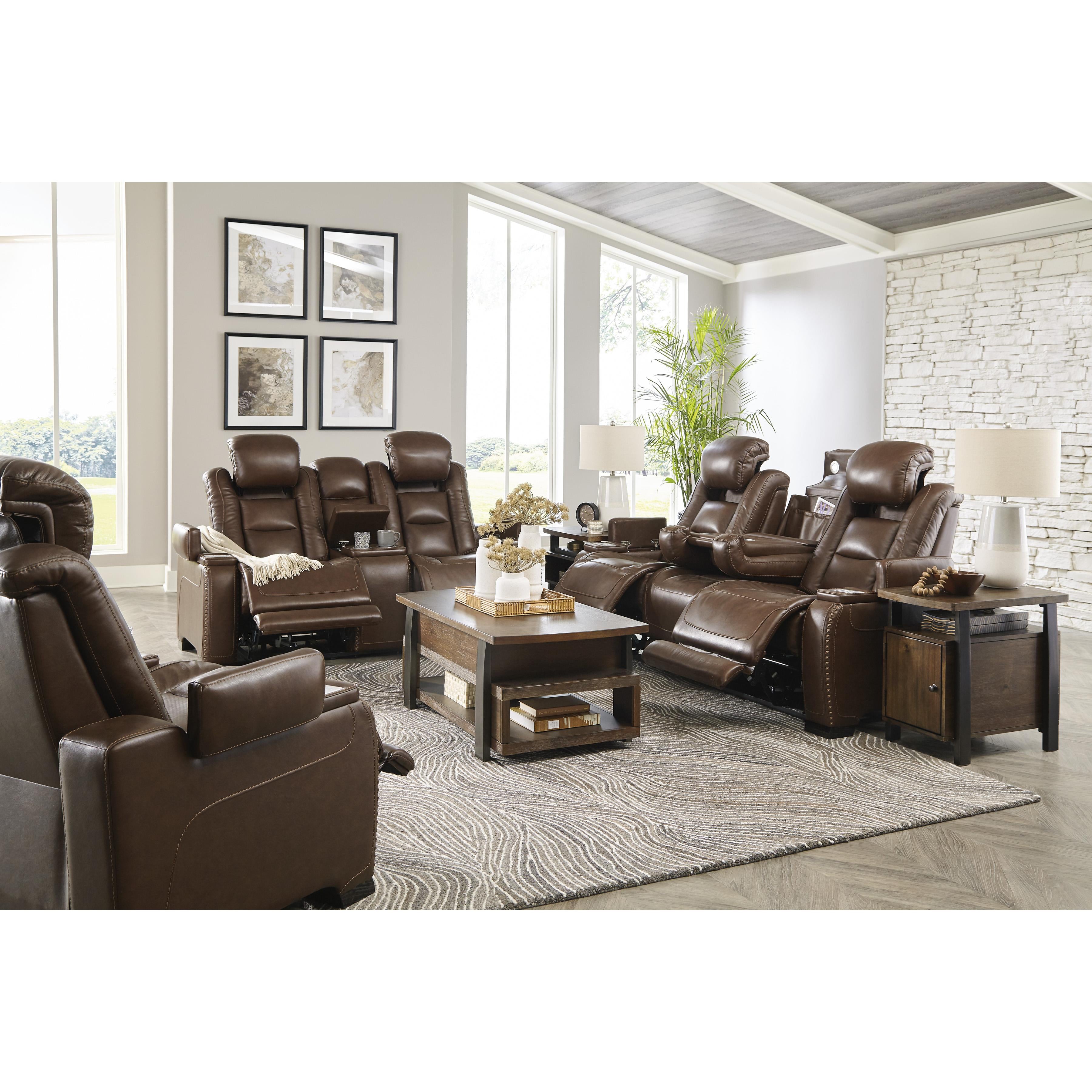 Signature Design by Ashley The Man-Den Power Reclining Leather Match Loveseat U8530618