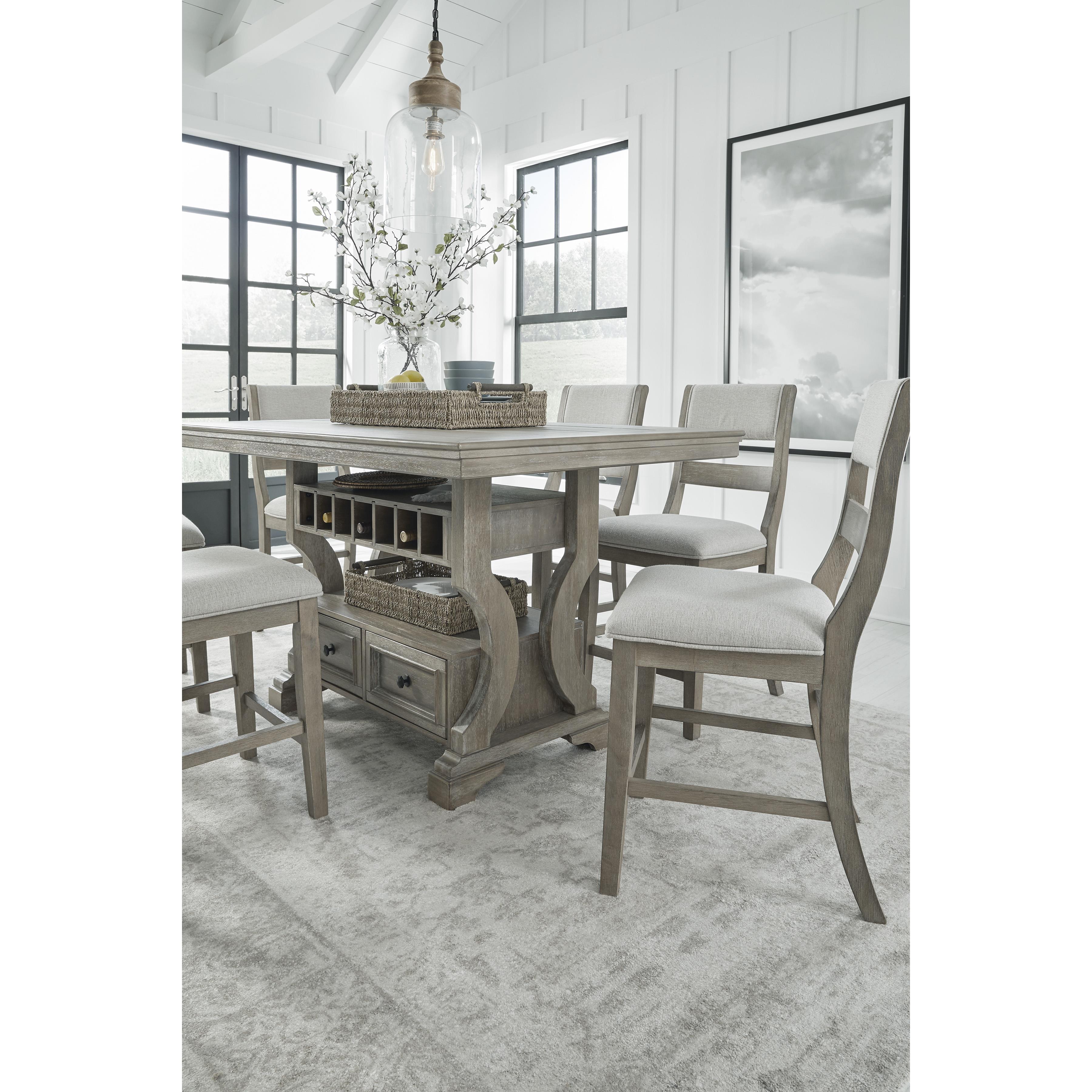 Signature Design by Ashley Moreshire Counter Height Dining Table with Pedestal Base D799-32