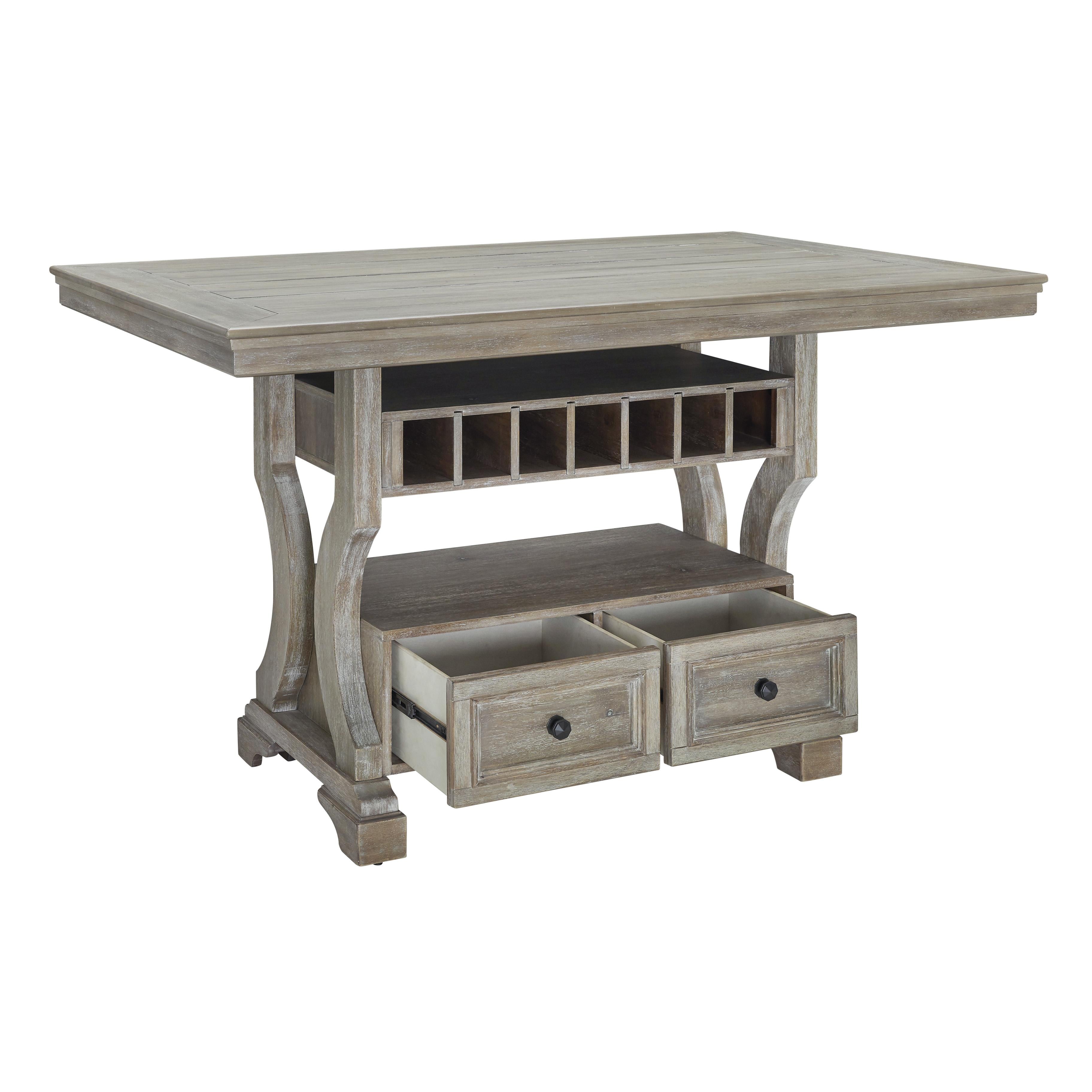 Signature Design by Ashley Moreshire Counter Height Dining Table with Pedestal Base D799-32