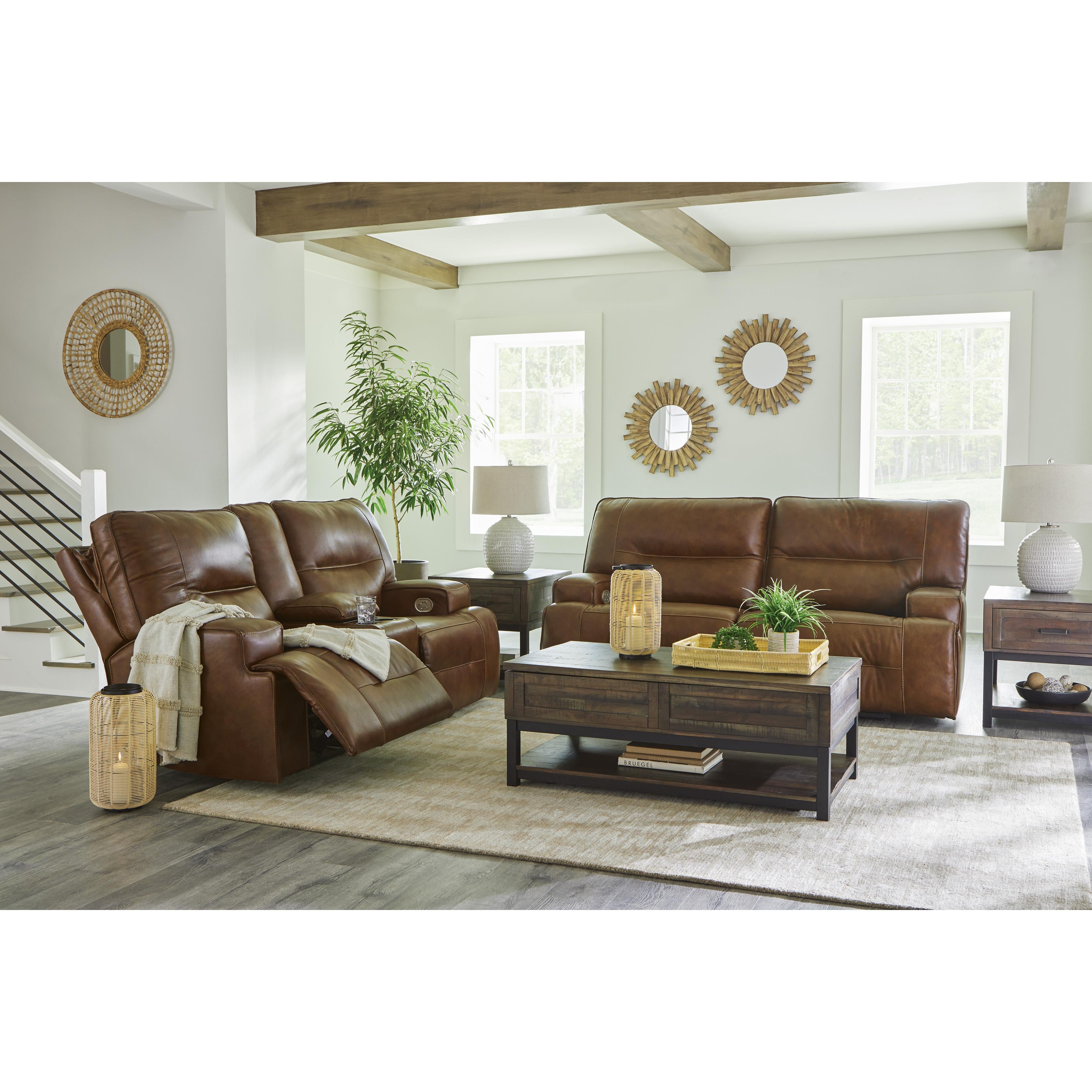 Signature Design by Ashley Francesca Power Reclining Leather Match Loveseat U2570518