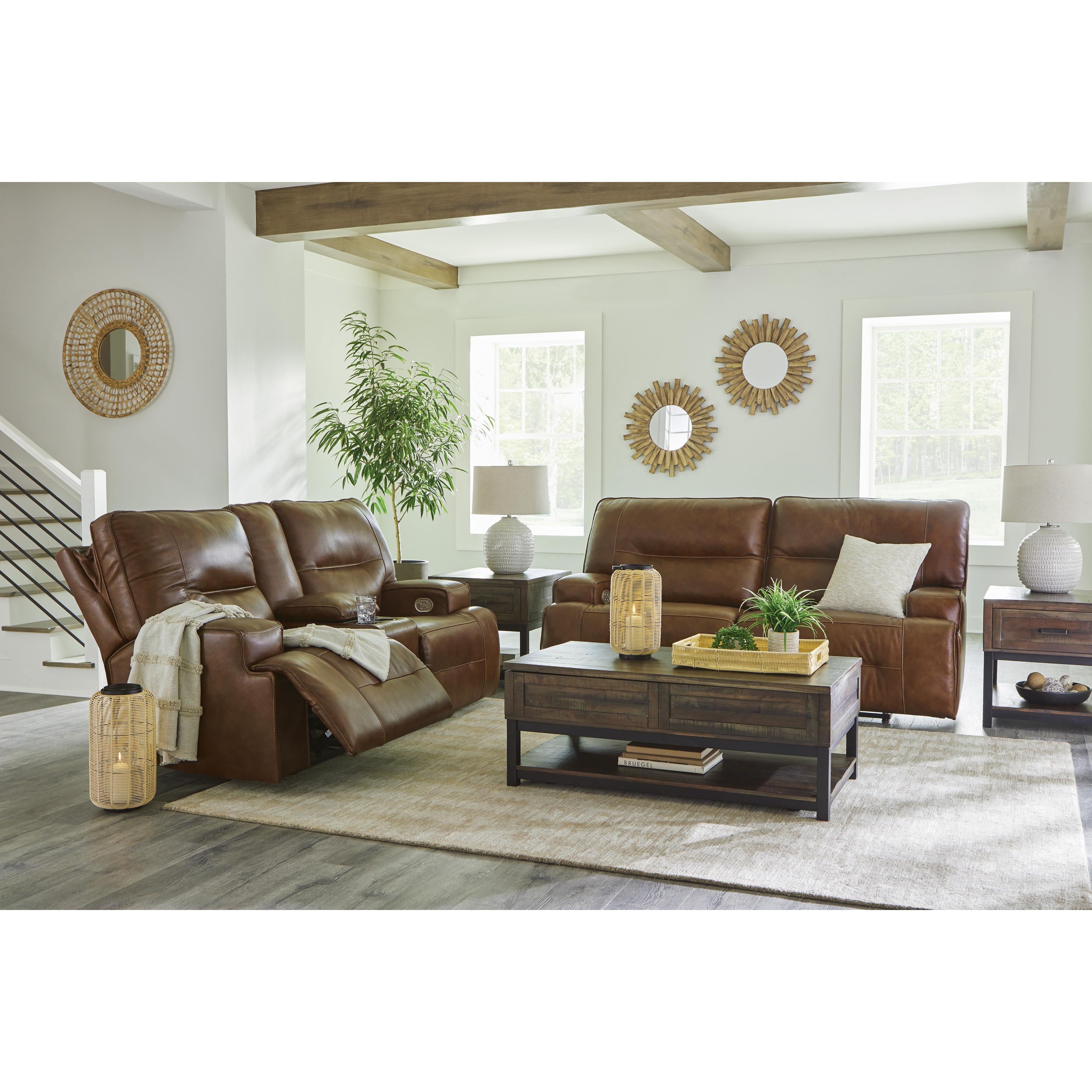 Signature Design by Ashley Francesca Power Reclining Leather Match Loveseat U2570518