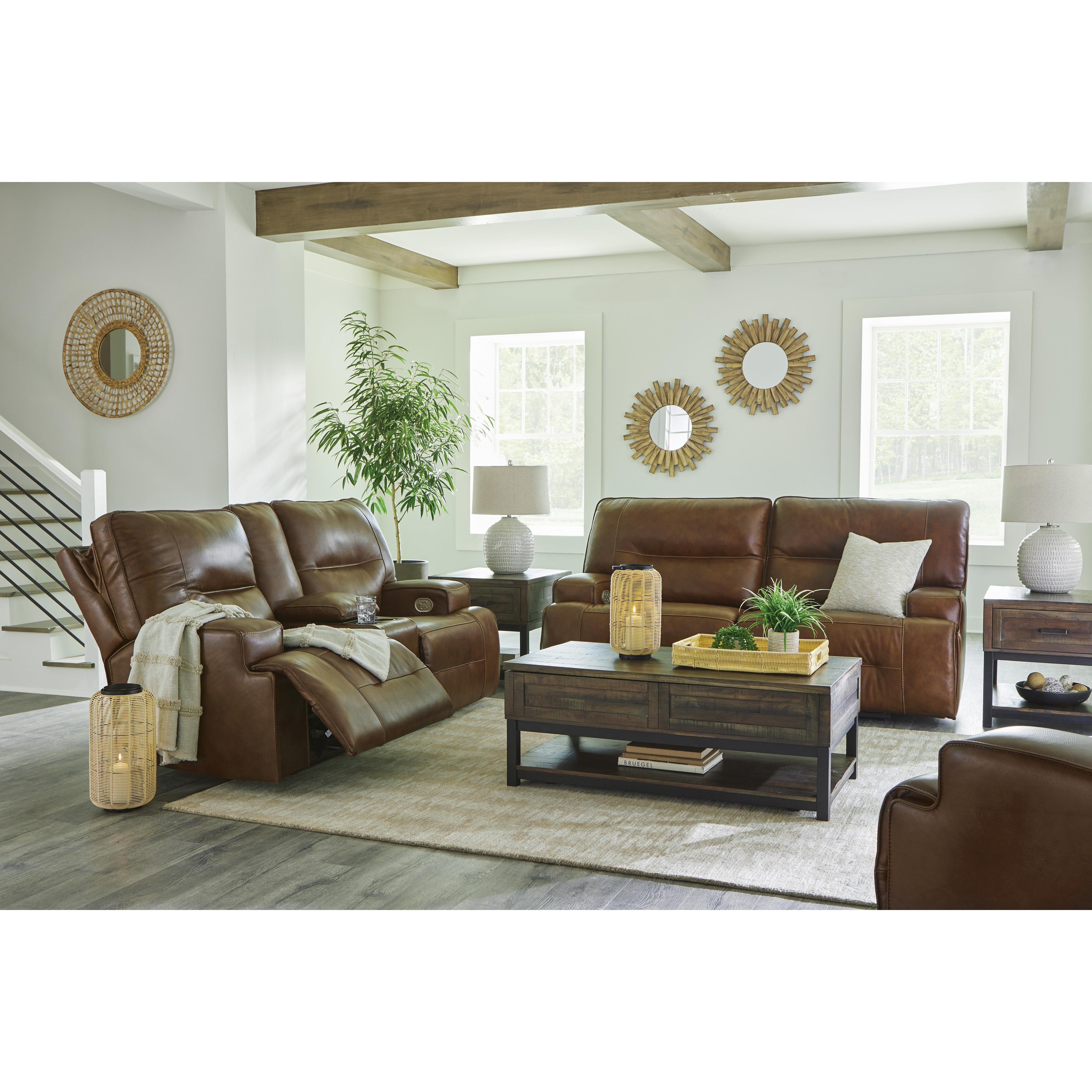 Signature Design by Ashley Francesca Power Reclining Leather Match Loveseat U2570518