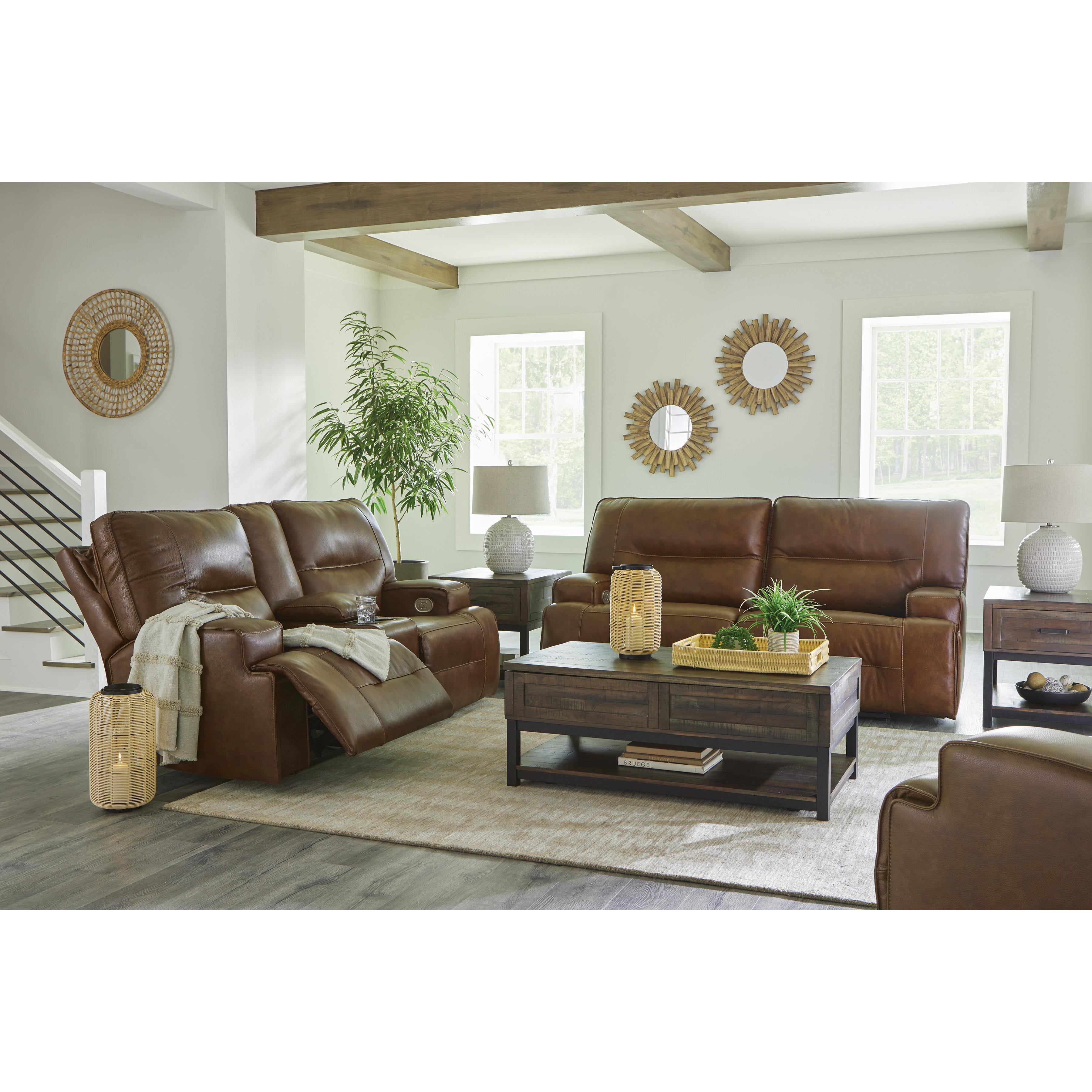 Signature Design by Ashley Francesca Power Reclining Leather Match Loveseat U2570518